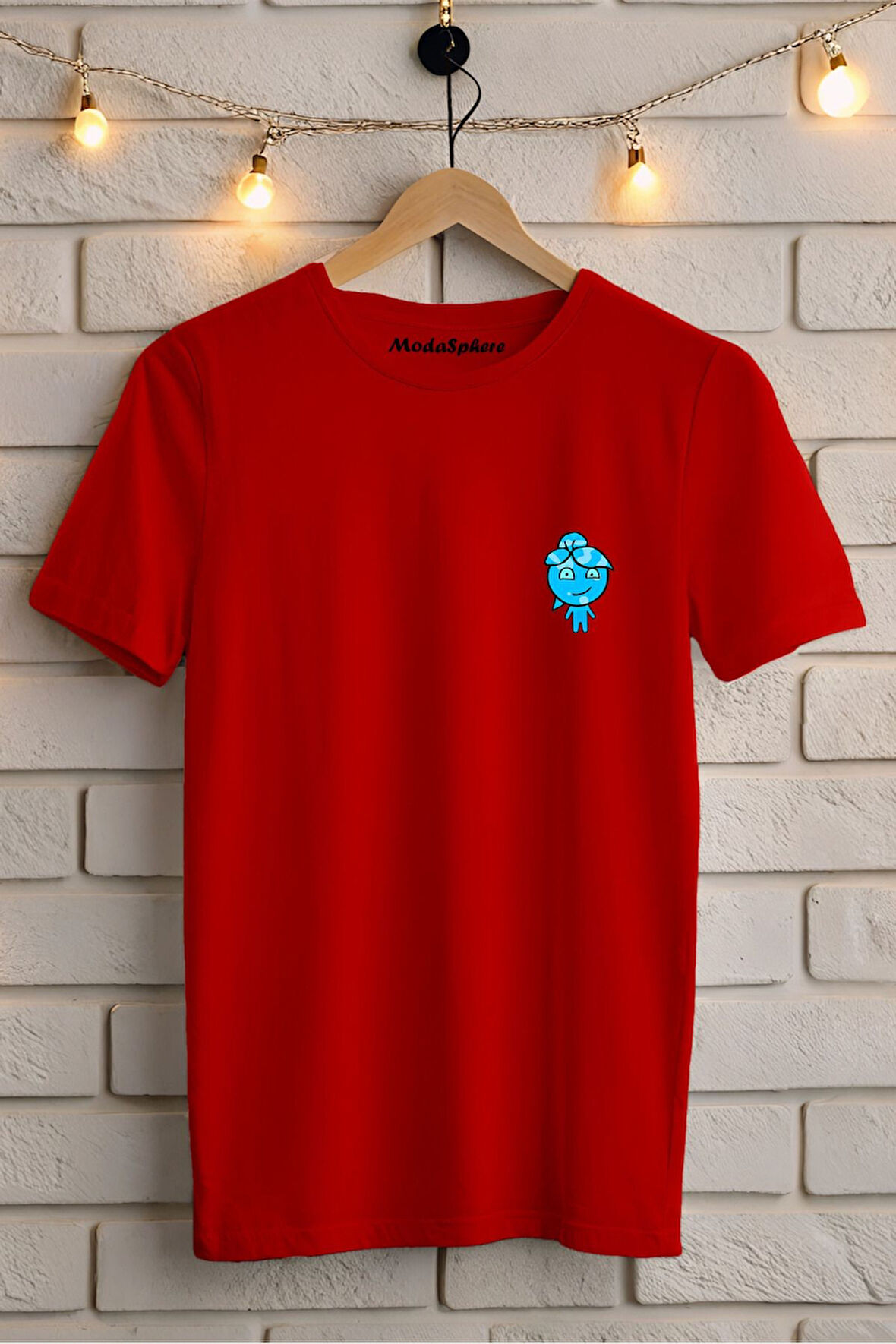 SU BASKILI BİSİKLET YAKA KISA KOLLU UNISEX TİŞÖRT