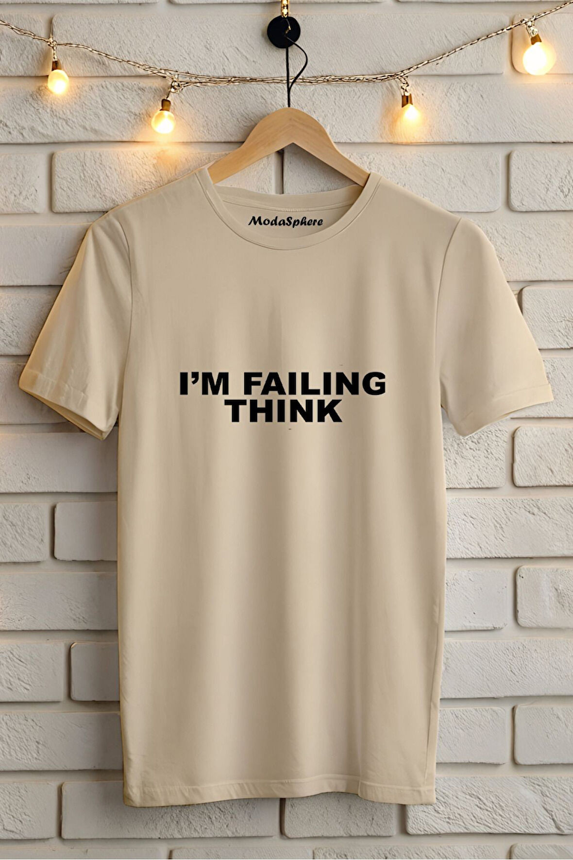 THINK BASKILI BİSİKLET YAKA KISA KOLLU UNISEX TİŞÖRT