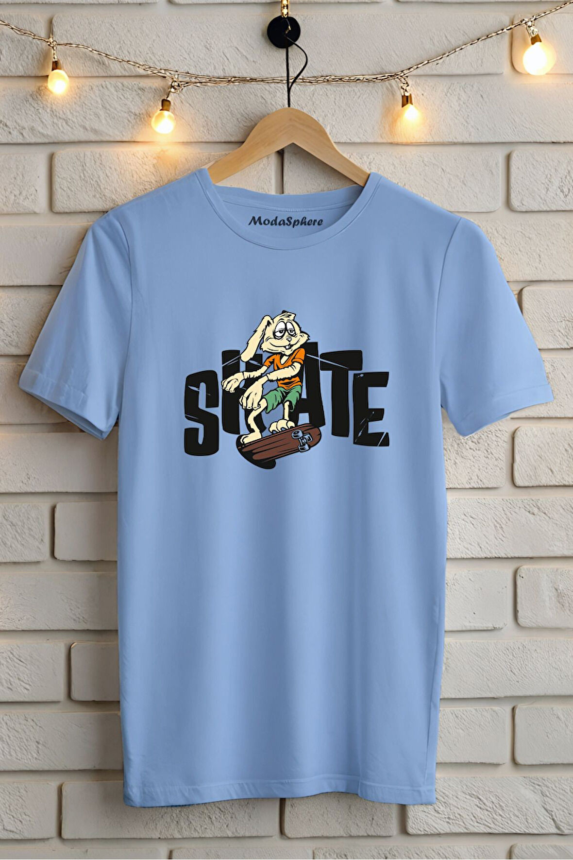 SKATE BASKILI BİSİKLET YAKA KISA KOLLU UNISEX TİŞÖRT