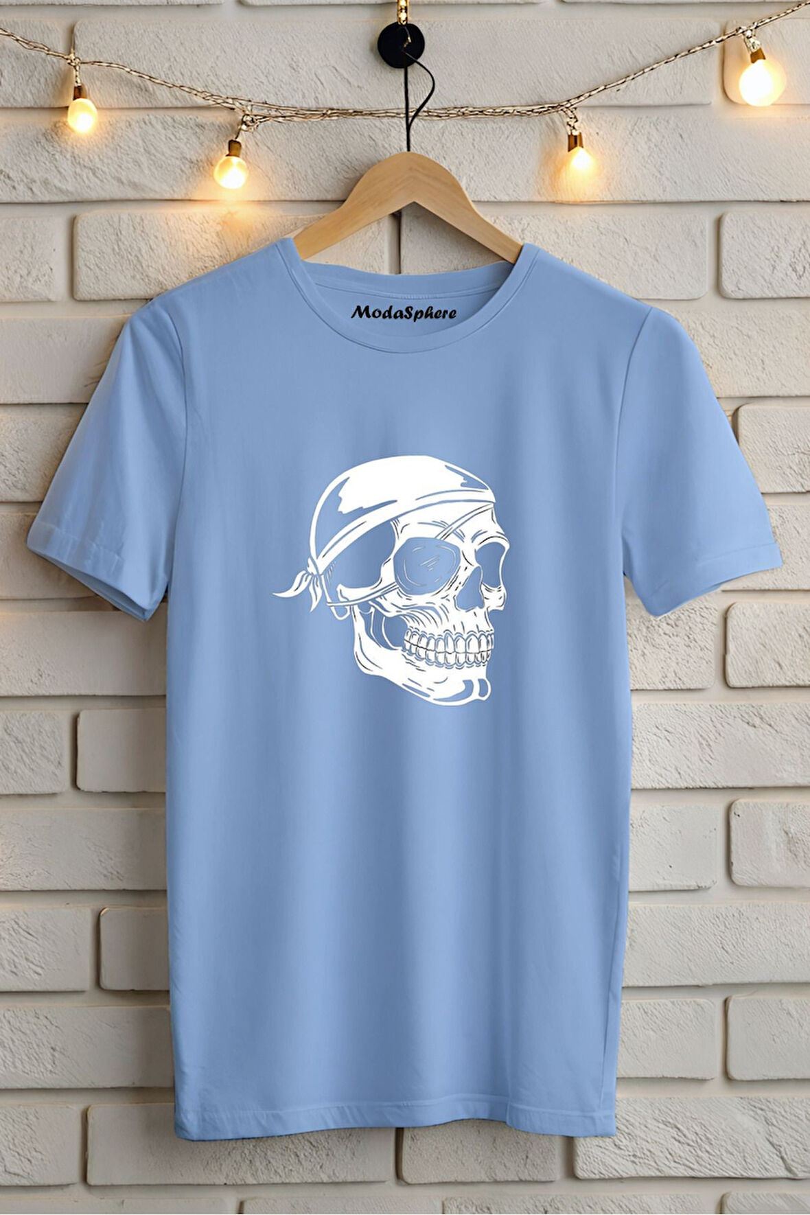 KURUKAFA BASKILI BİSİKLET YAKA KISA KOLLU UNISEX TİŞÖRT