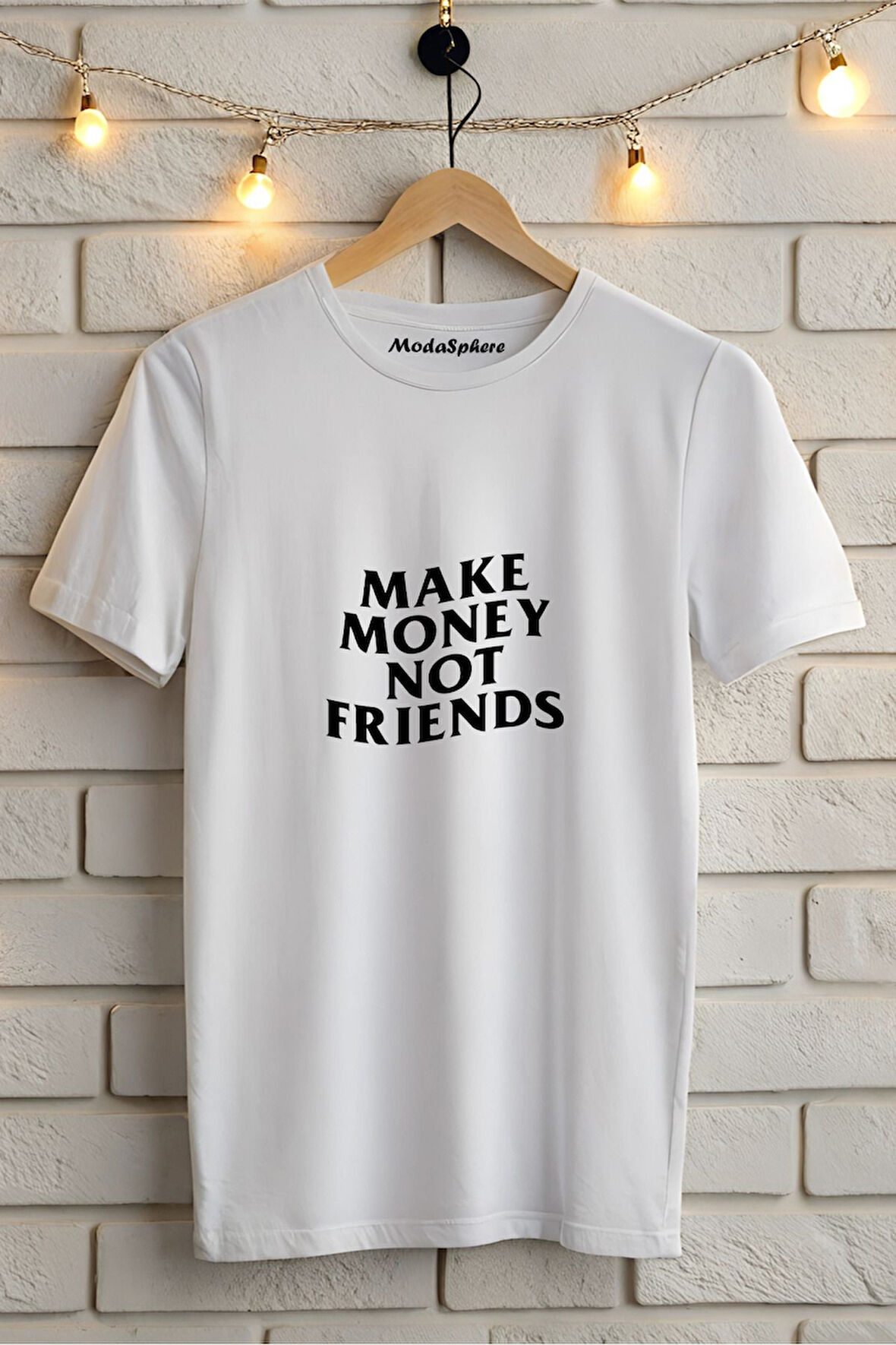 MAKE MONEY NOT FRIENDS BASKILI BİSİKLET YAKA KISA KOLLU UNISEX TİŞÖRT