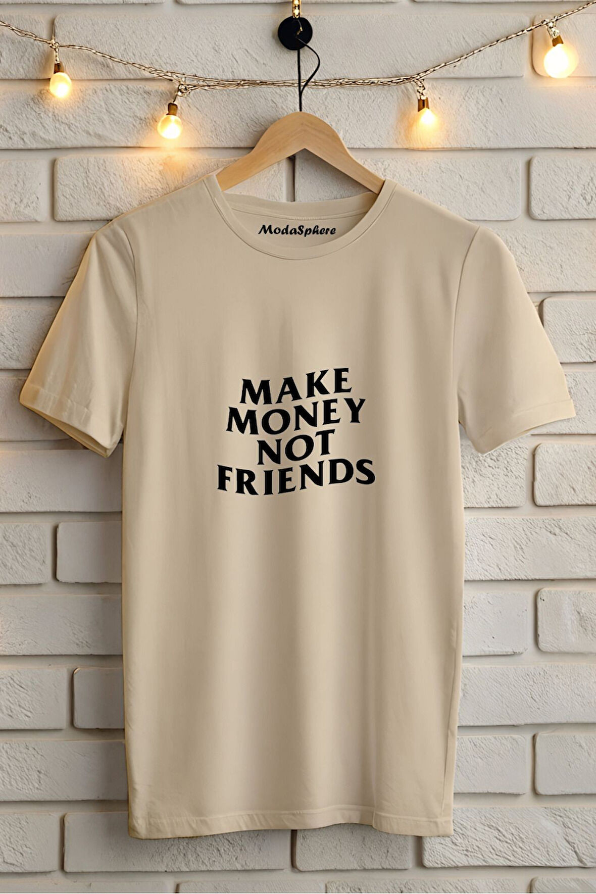 MAKE MONEY NOT FRIENDS BASKILI BİSİKLET YAKA KISA KOLLU UNISEX TİŞÖRT