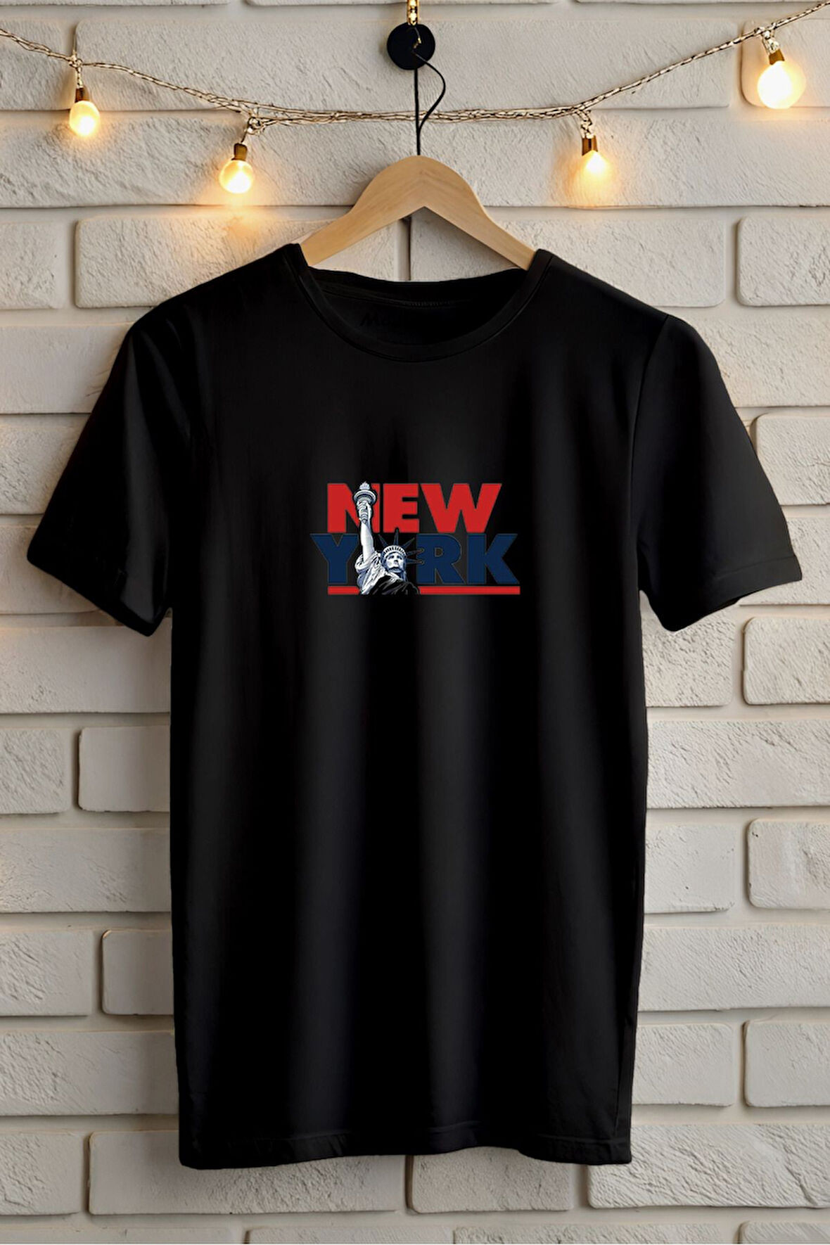 NY BASKILI BİSİKLET YAKA KISA KOLLU UNISEX TİŞÖRT