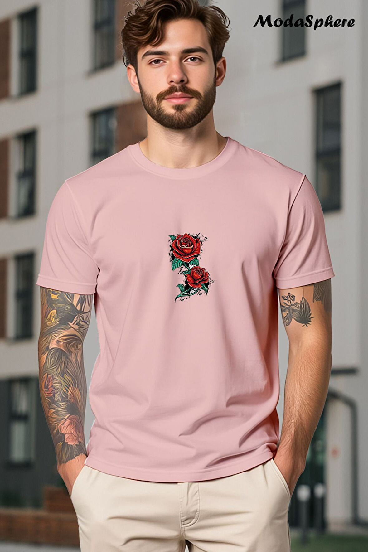 BASKILI BİSİKLET YAKA KISA KOLLU UNISEX TİŞÖRT