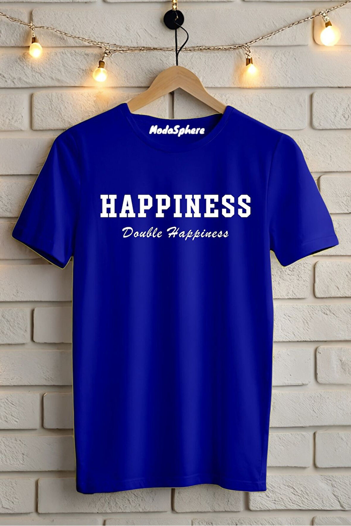 Happiness Baskılı Unisex Oversize Tişört