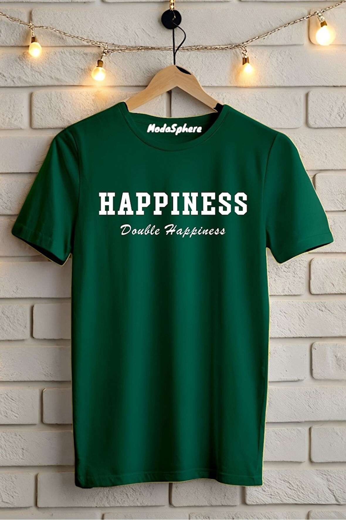 Happiness Baskılı Unisex Oversize Tişört