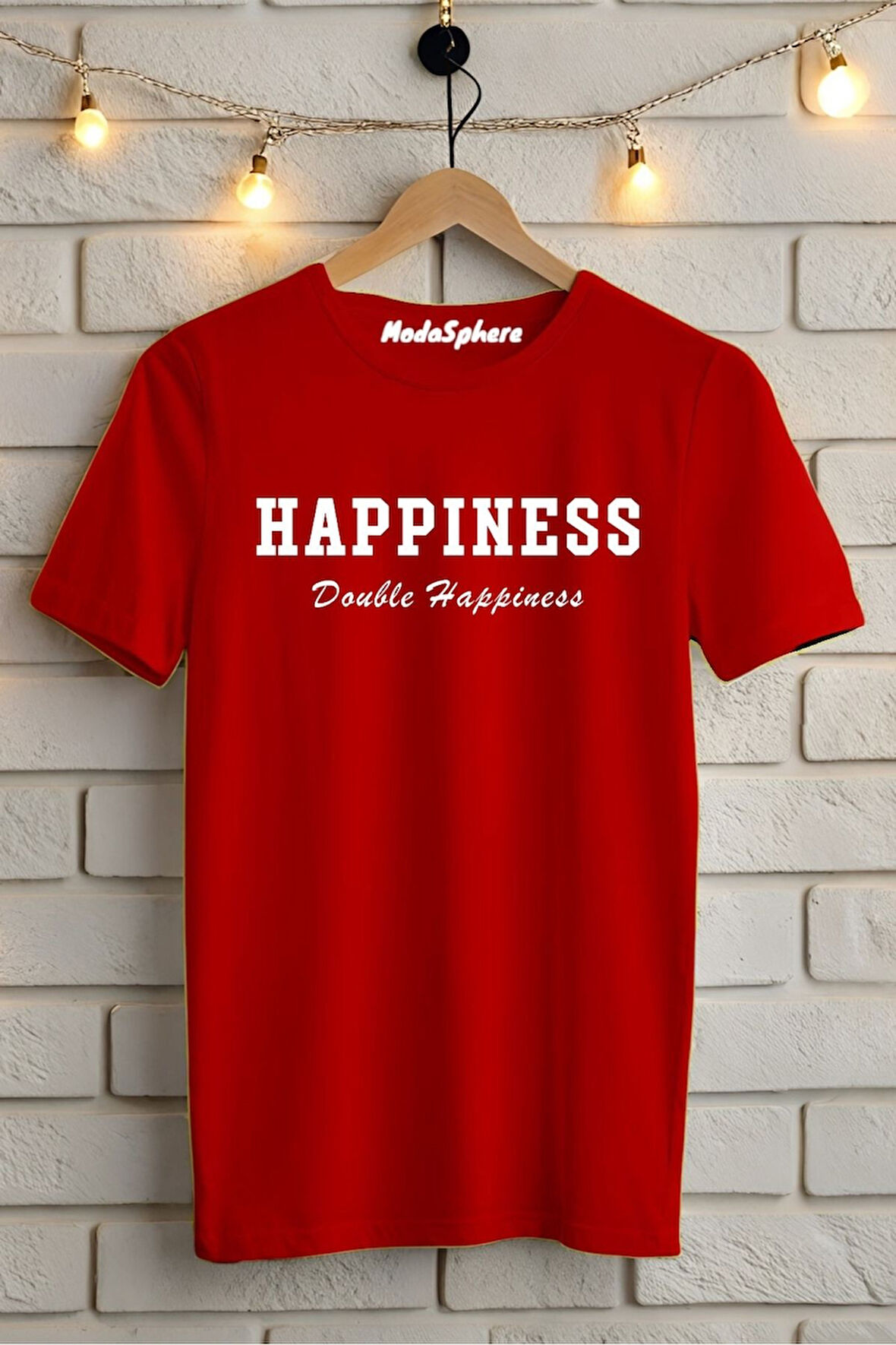 Happiness Baskılı Unisex Oversize Tişört