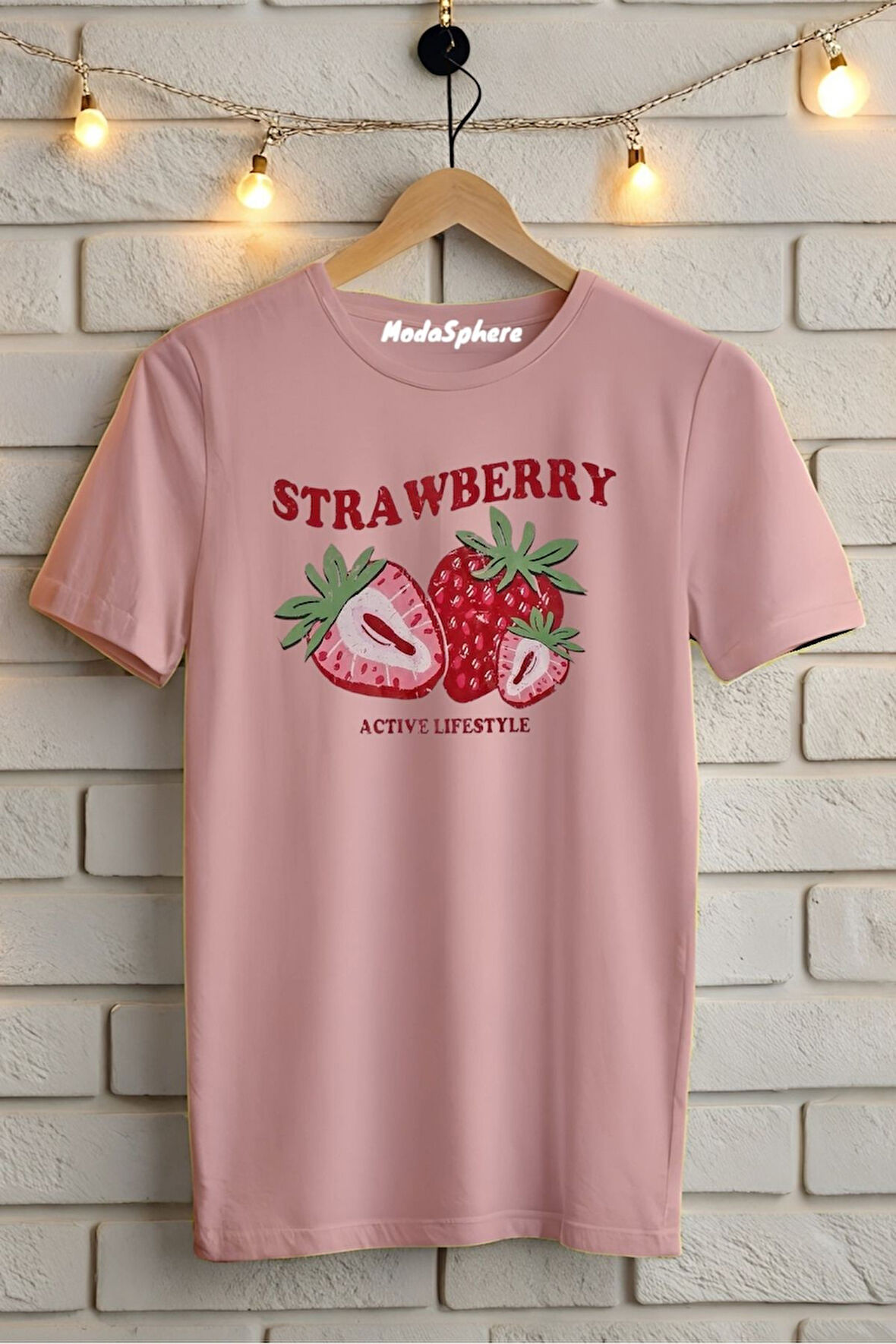 STRAWBERRY Baskılı Unisex Oversize Tişört