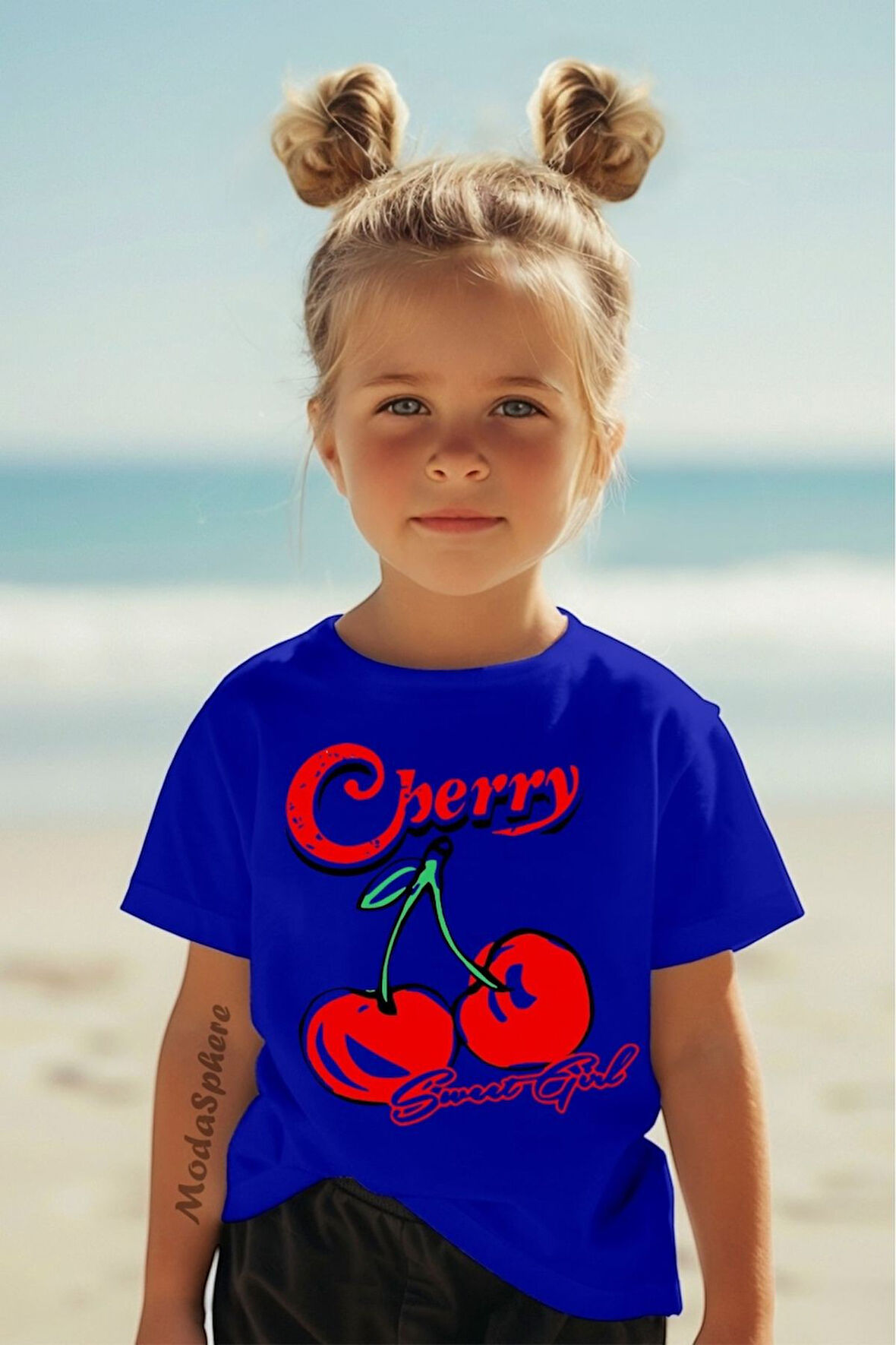 Cherry Baskılı Kız Çocuk Tişört