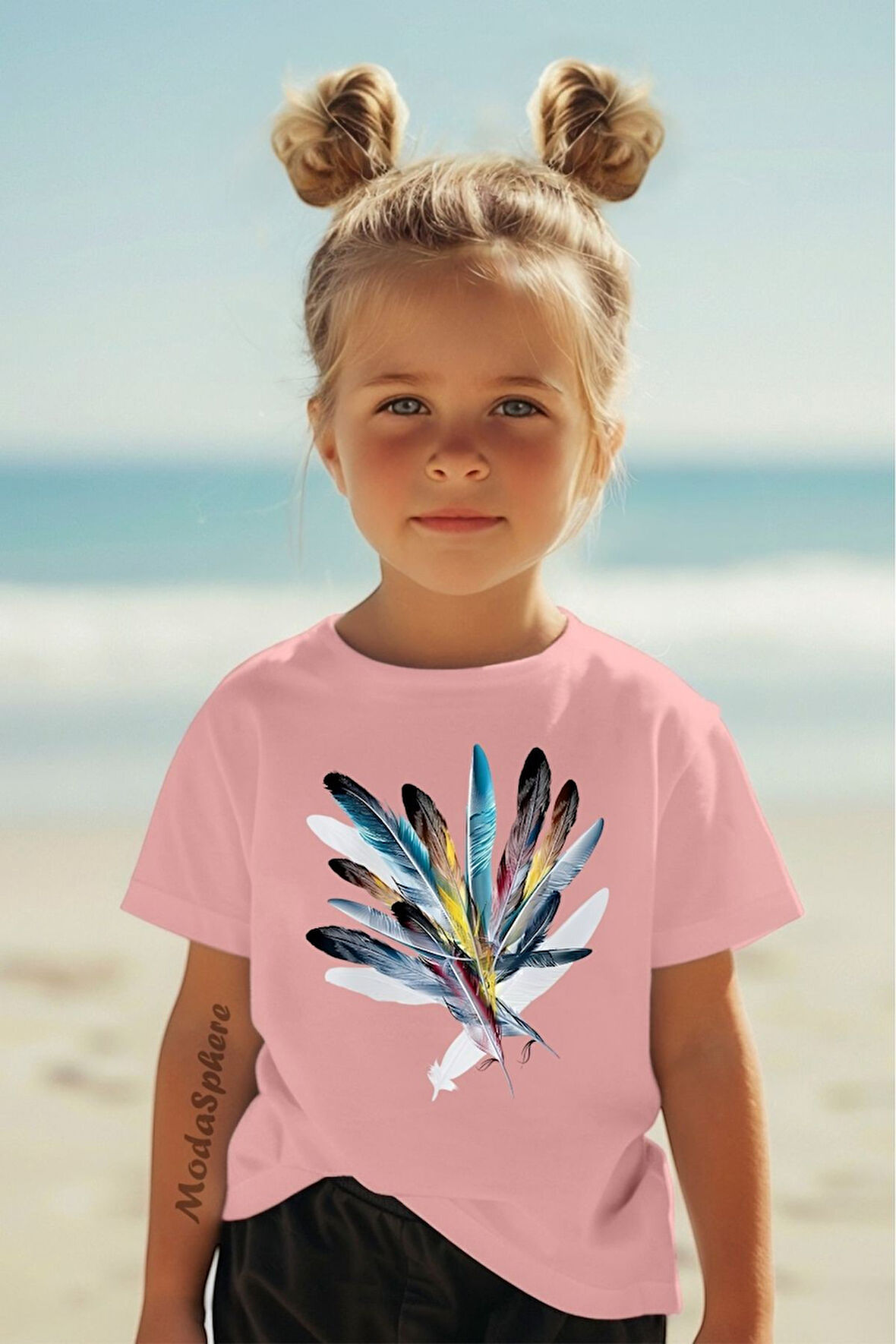 Baskılı Kız Çocuk Oversize Tişört