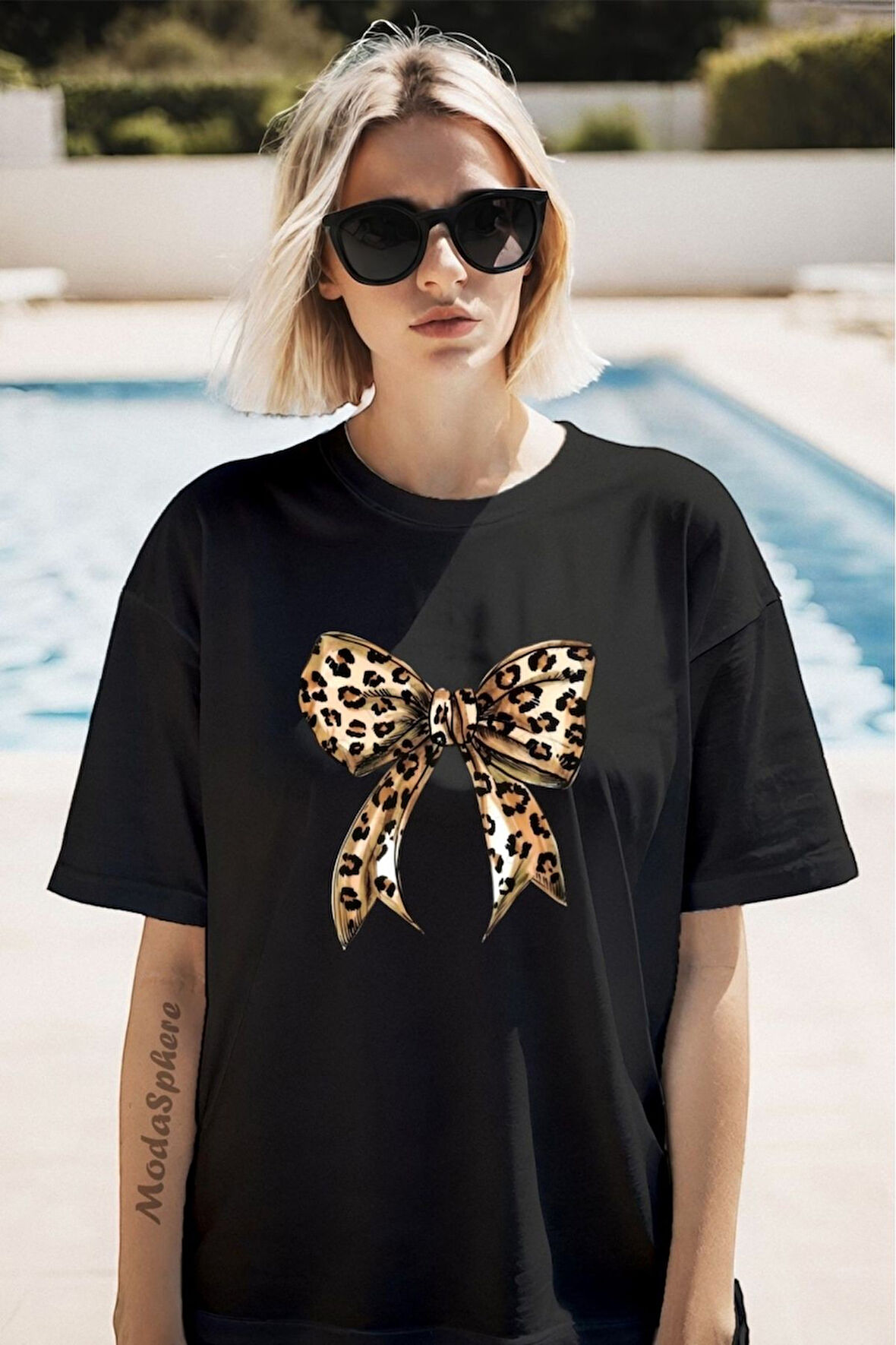 Fiyonk Baskılı Unisex Oversize Tişört Battal Boy