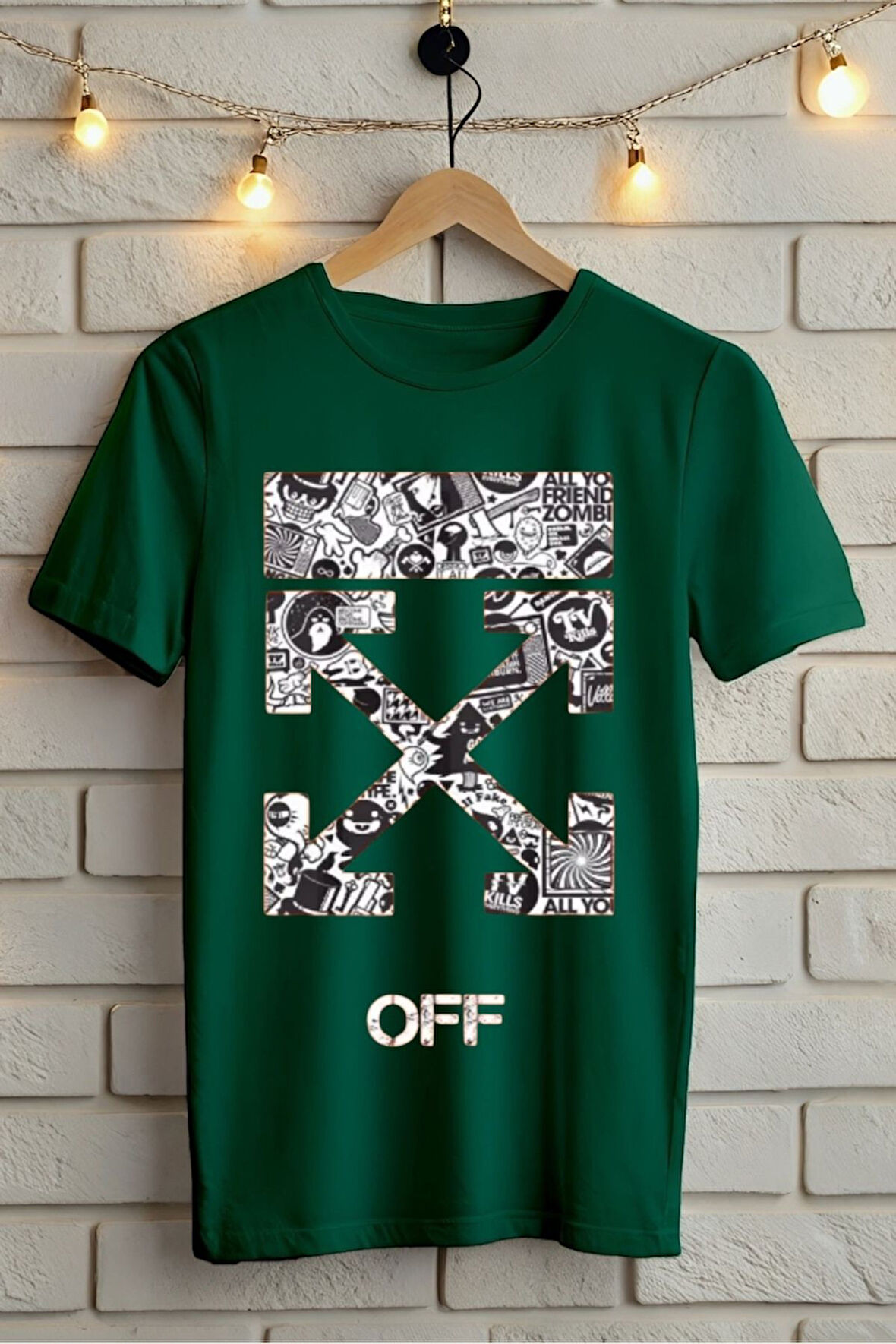 OFF Baskılı Unisex Oversize Tişört Battal Boy