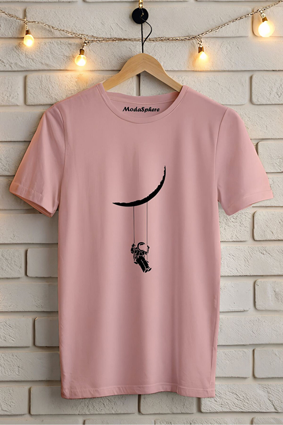 BASKILI BİSİKLET YAKA KISA KOLLU TİŞÖRT