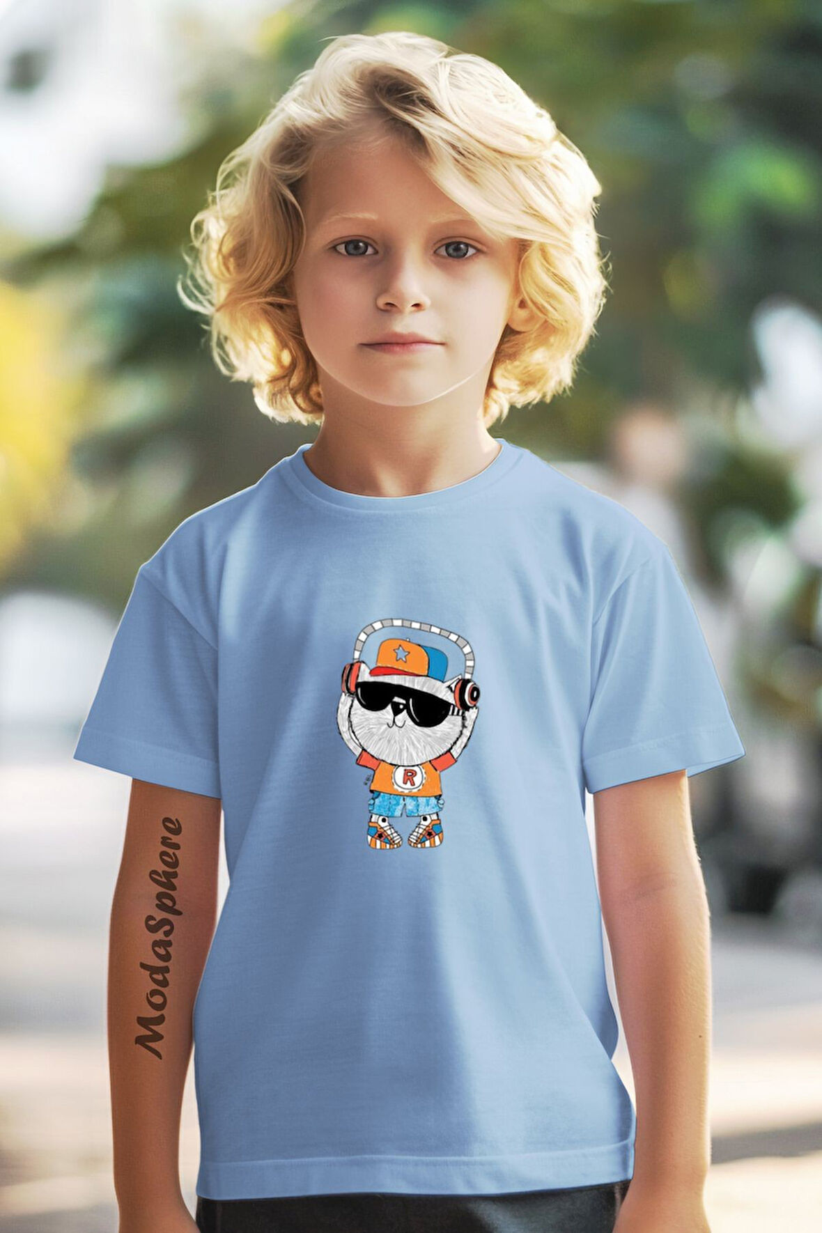 BASKILI BİSİKLET YAKA KISA KOLLU ÇOCUK TİŞÖRT