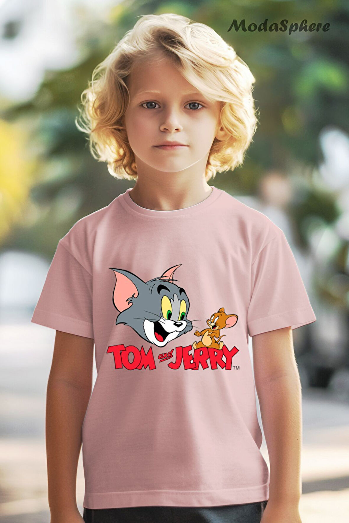 BASKILI BİSİKLET YAKA KISA KOLLU ÇOCUK TİŞÖRT