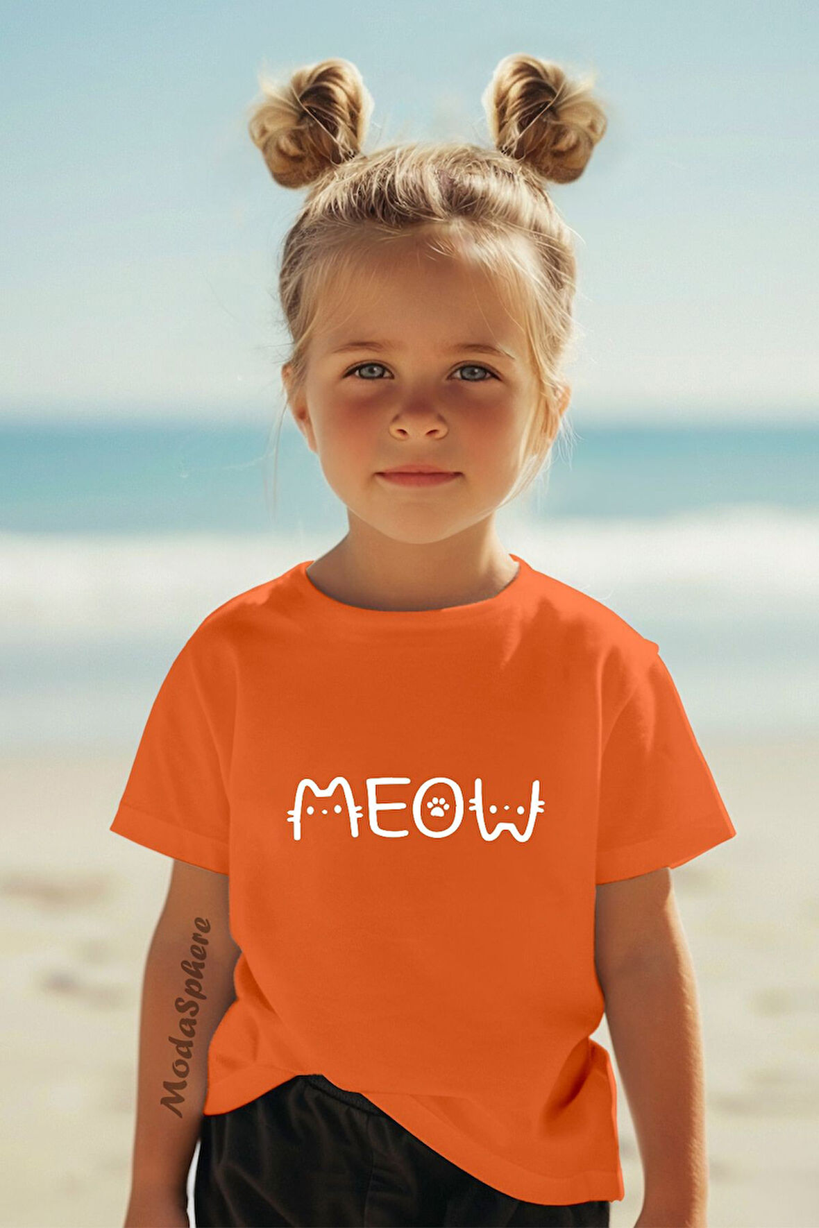 MEOW BASKILI KISA KOLLU ÇOCUK TİŞÖRT
