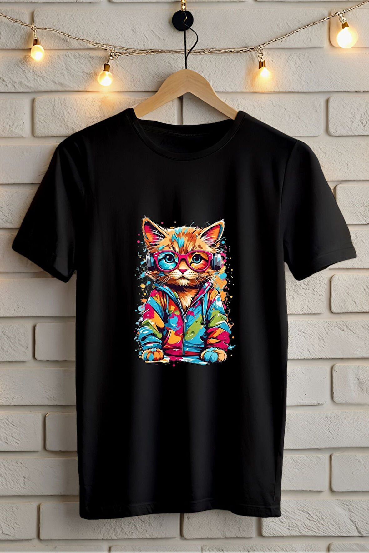 Kedi Baskılı Unisex Oversize Tişört