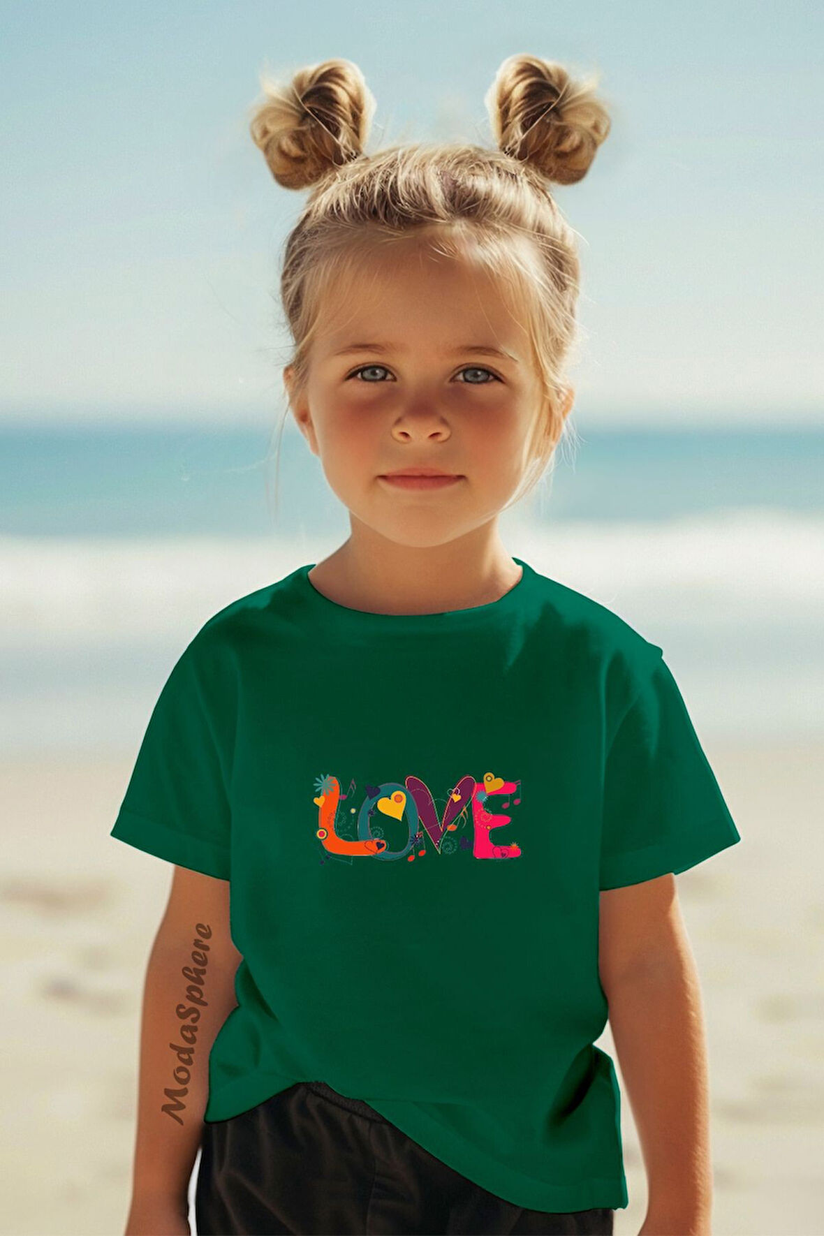 Love Baskili Kisa Kollu Çocuk Ti̇şört