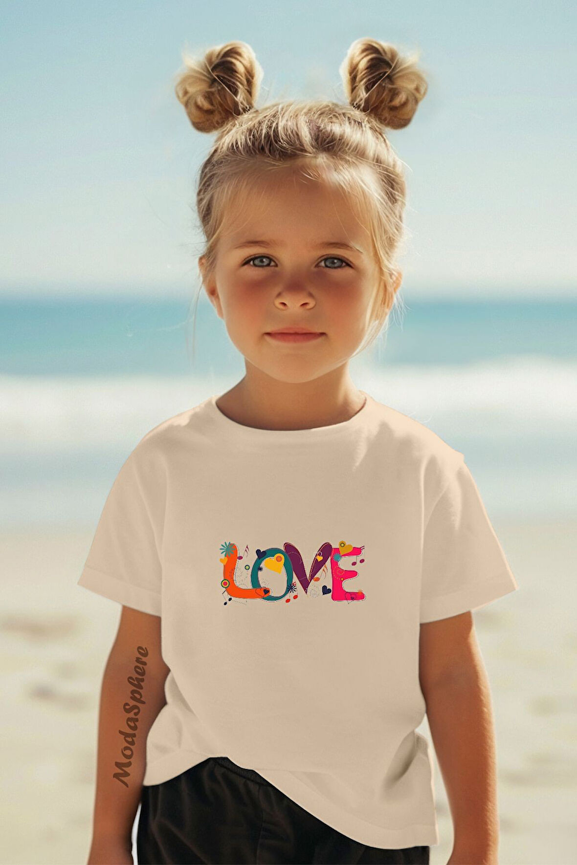 Love Baskili Kisa Kollu Çocuk Ti̇şört