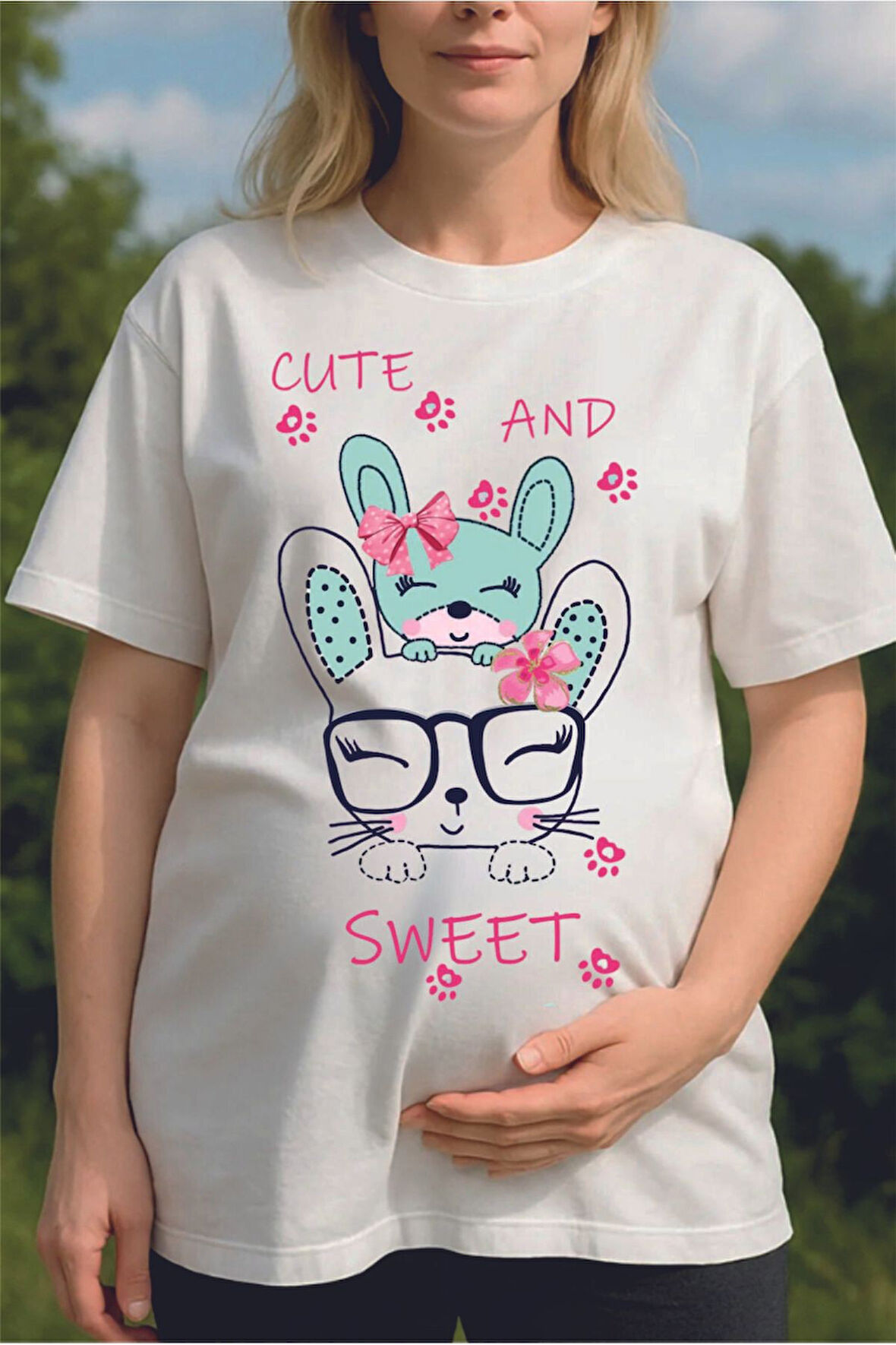 Cut and Sweet Baskılı Hamile Tişört