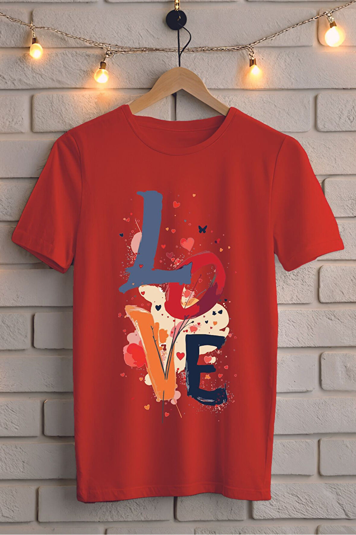 Love Baskılı Unisex Oversize Tişört