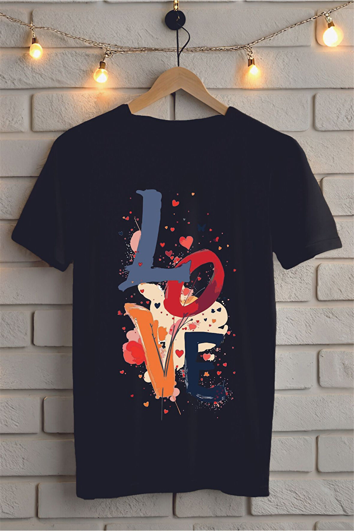 Love Baskılı Unisex Oversize Tişört