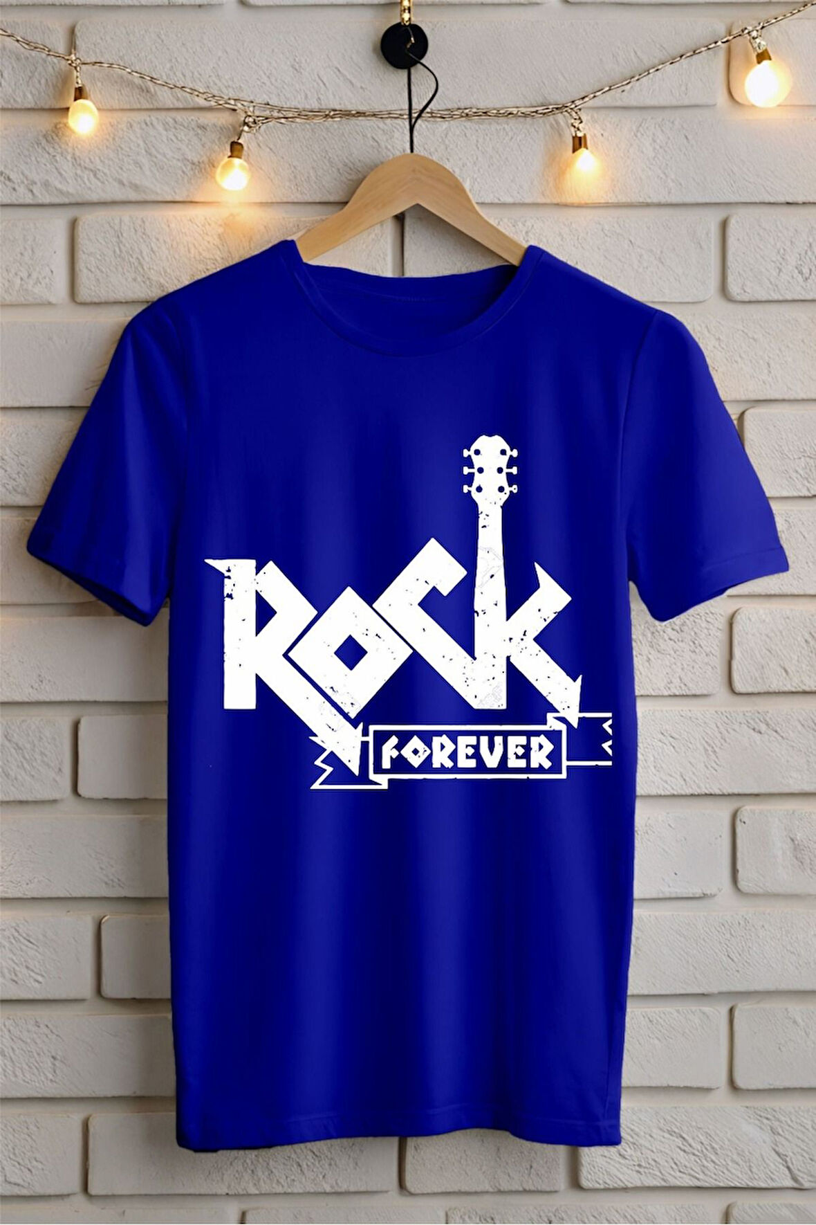 ROCK Baskılı Unisex Oversize Tişört