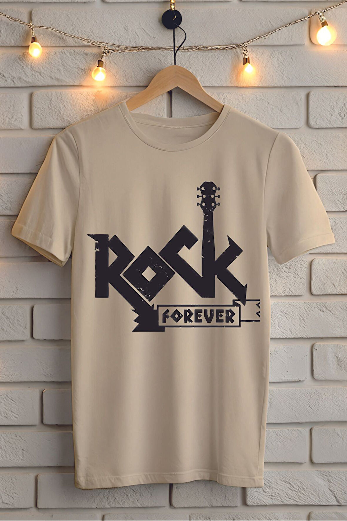 ROCK Baskılı Unisex Oversize Tişört
