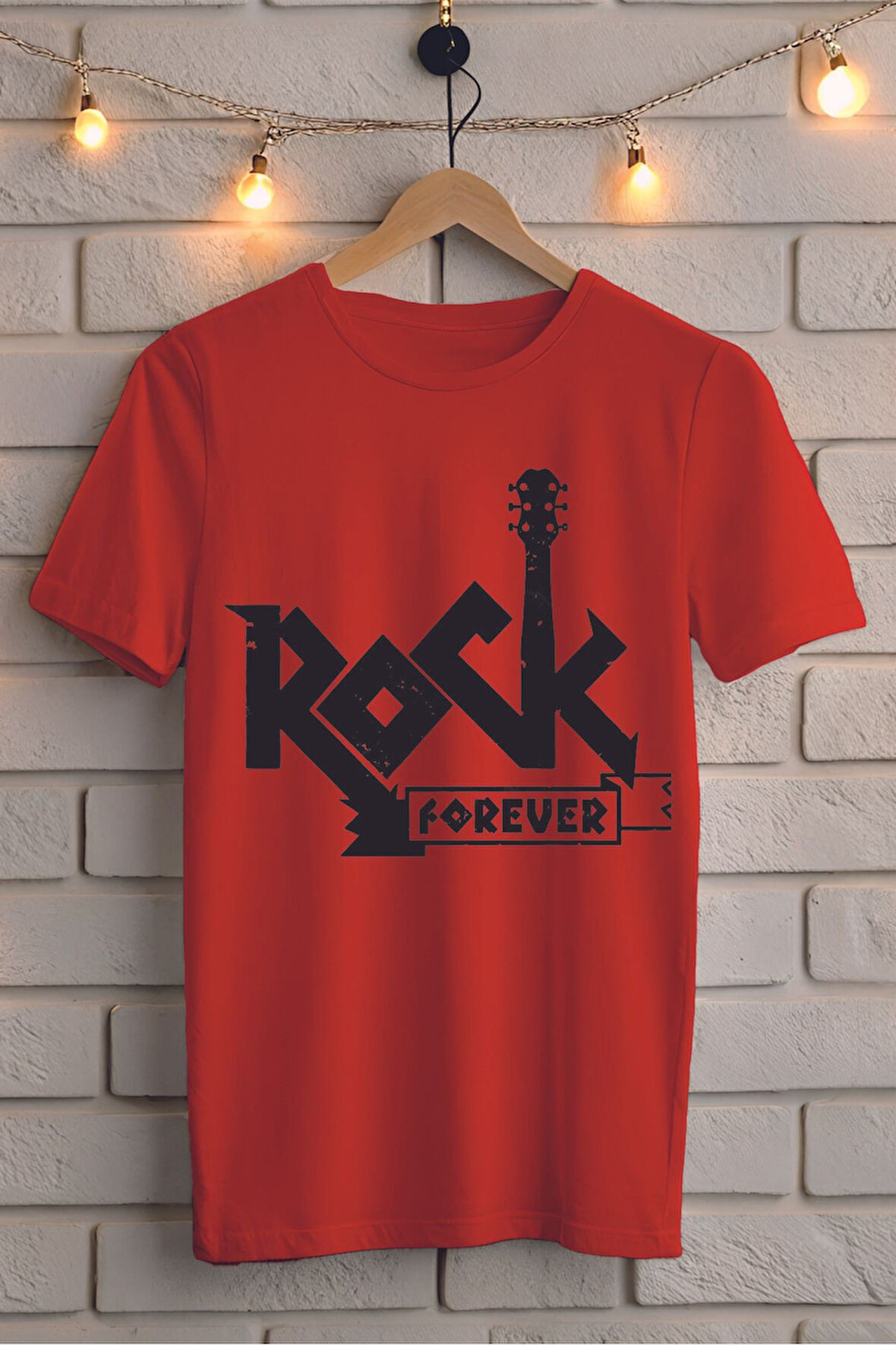 ROCK Baskılı Unisex Oversize Tişört