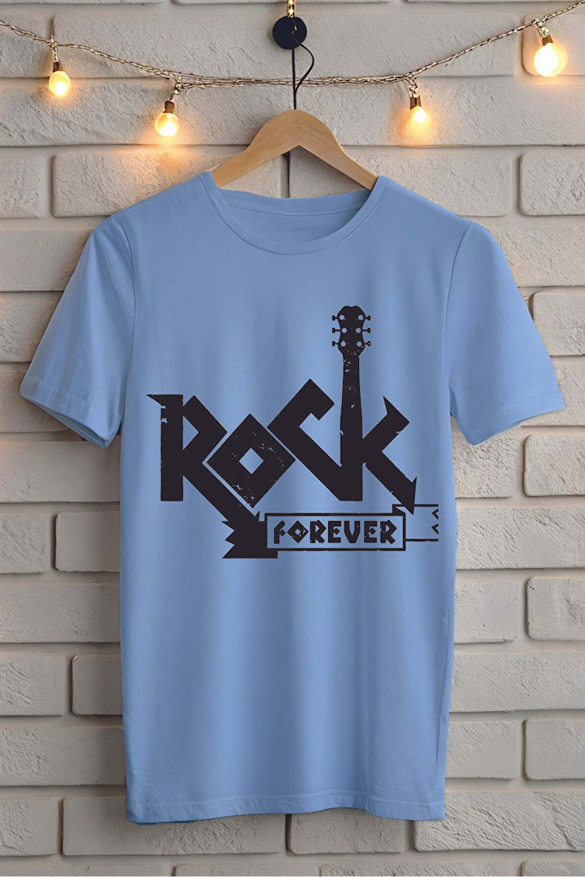 ROCK Baskılı Unisex Oversize Tişört