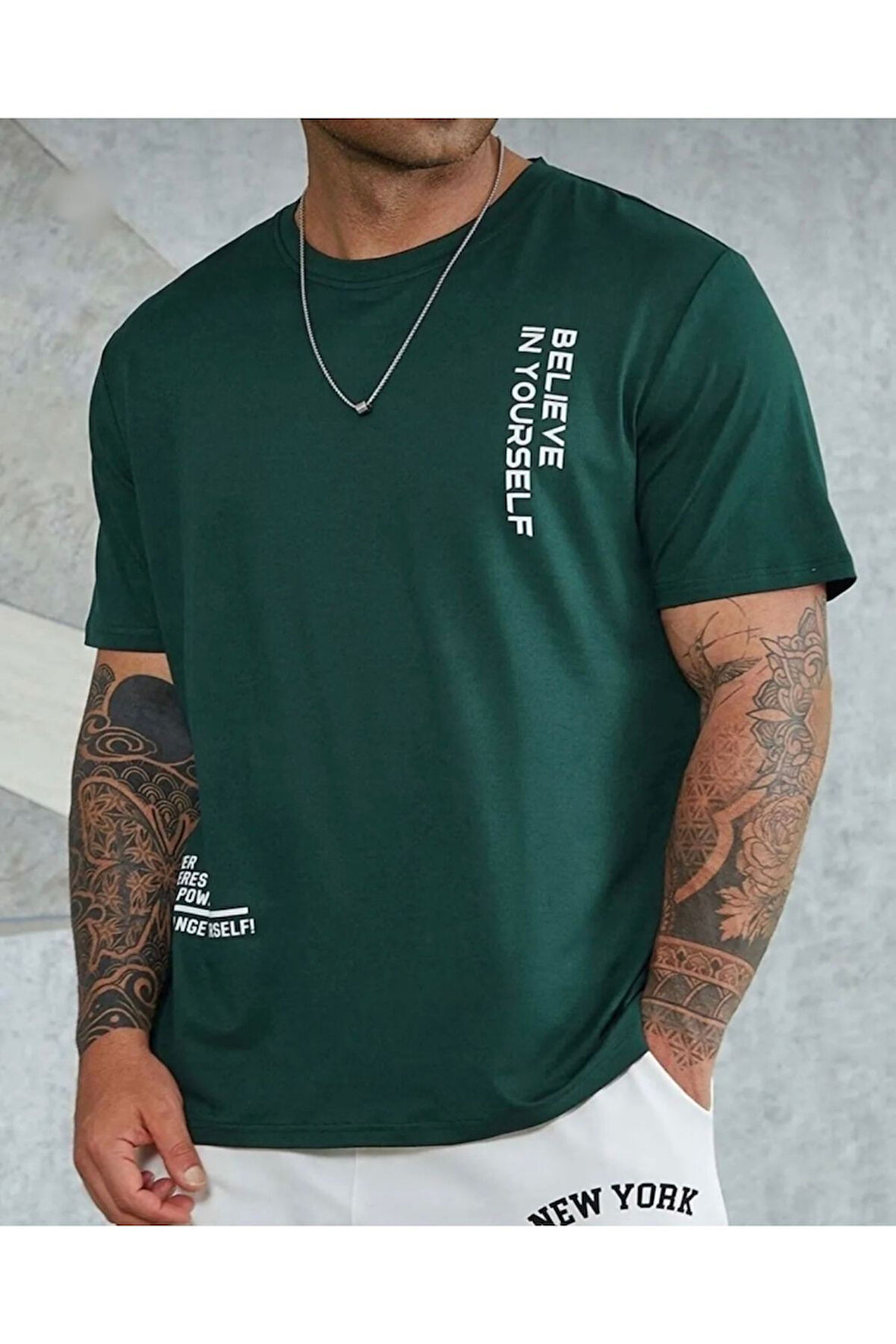 Kadın Saks Mavi Happiest Baskılı Oversize Tshirt