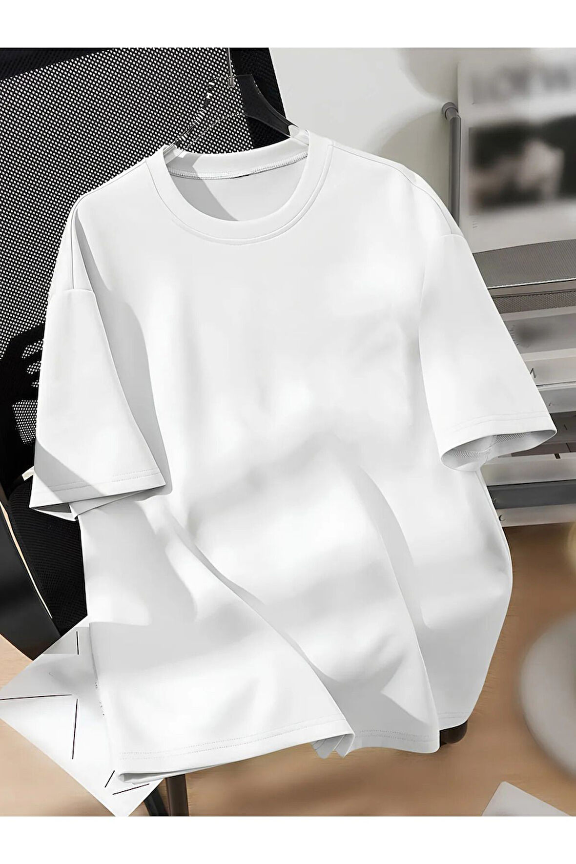 Unisex Oversize Düz Tişört – Pamuklu Rahat Kesim Erkek/Kadın T-Shirt