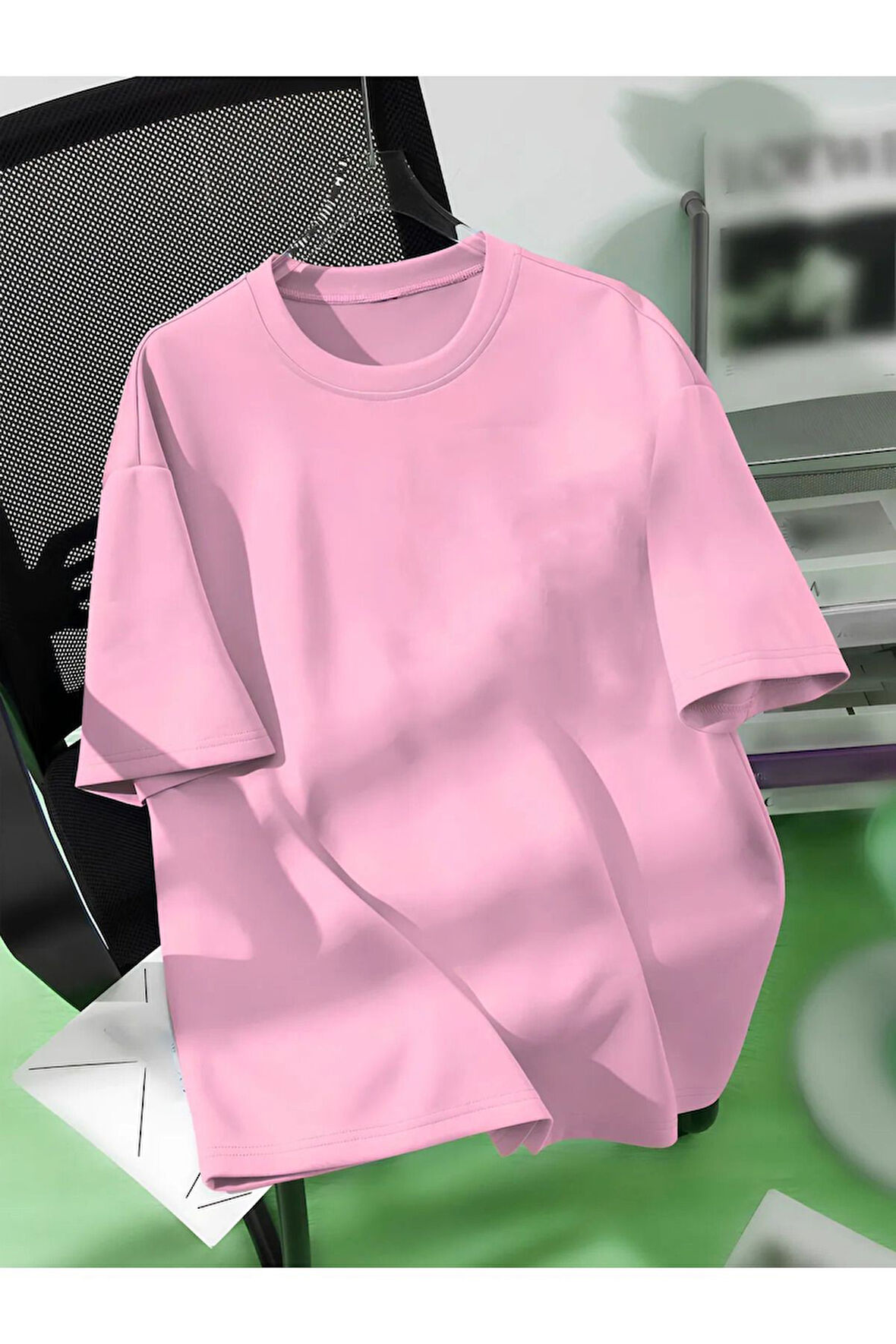Unisex Oversize Düz Tişört – Pamuklu Rahat Kesim Erkek/Kadın T-Shirt