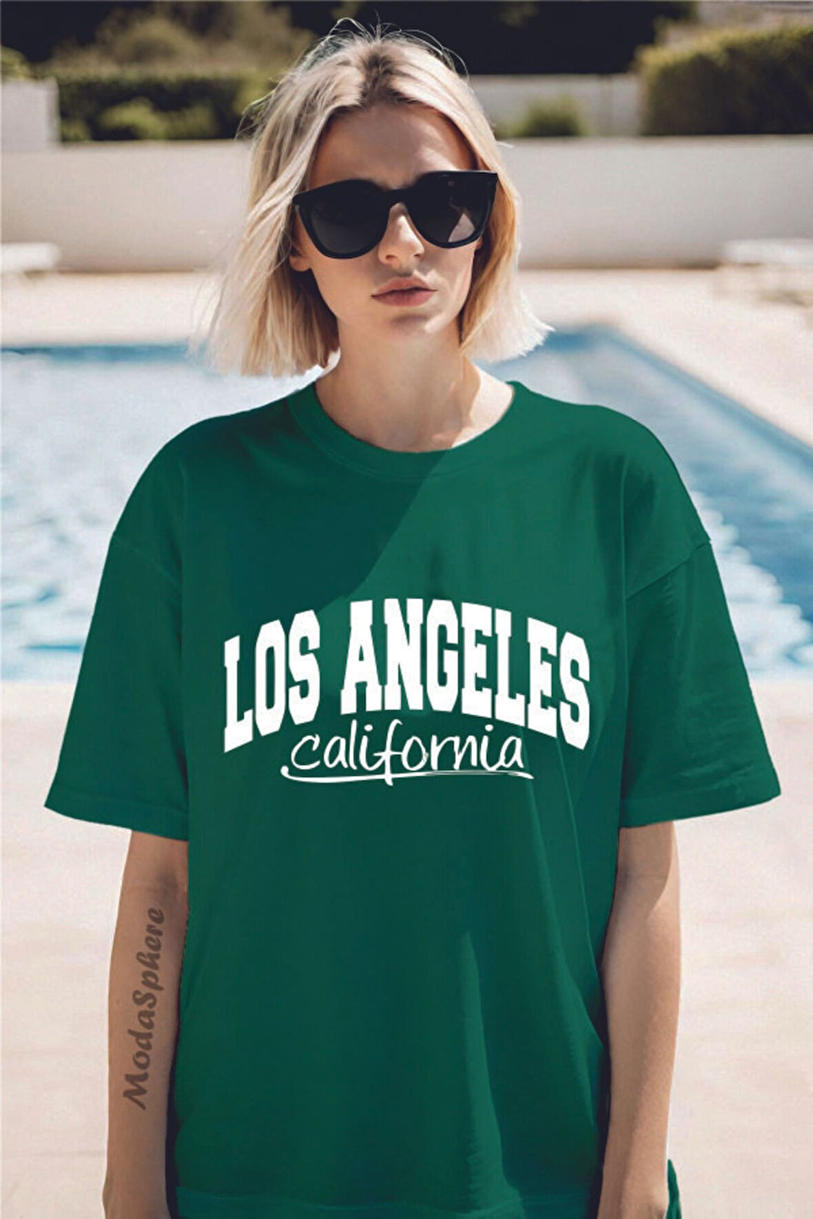 LOS ANGELES Baskılı Unisex Oversize Tişört