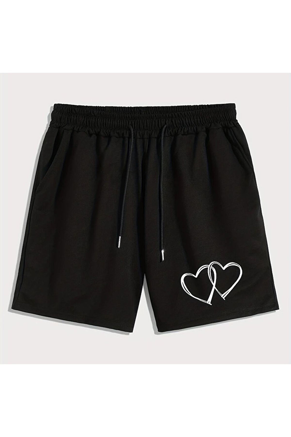 Unisex Mini Kalp Baskılı Şort