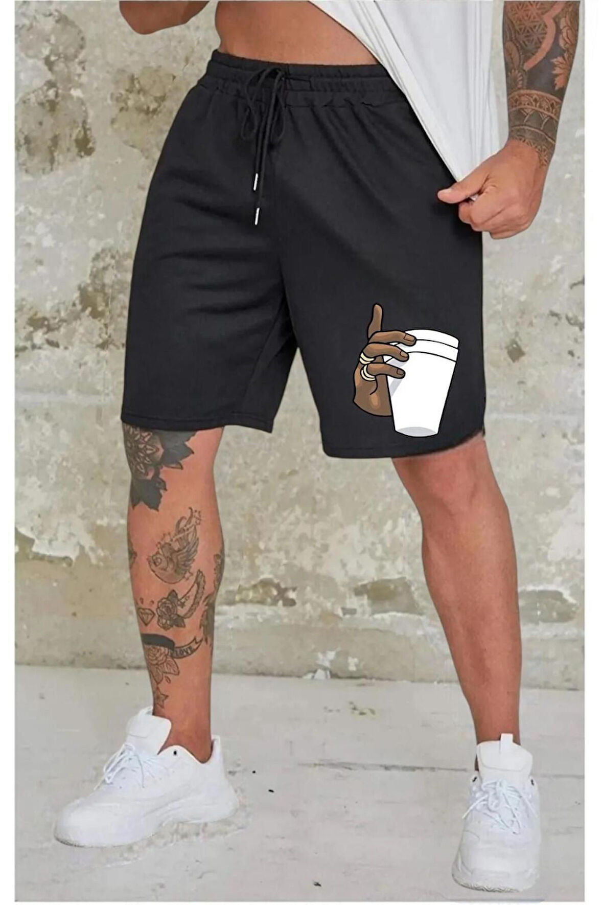 ELDE BARDAK BASKILI UNİSEX ŞORT