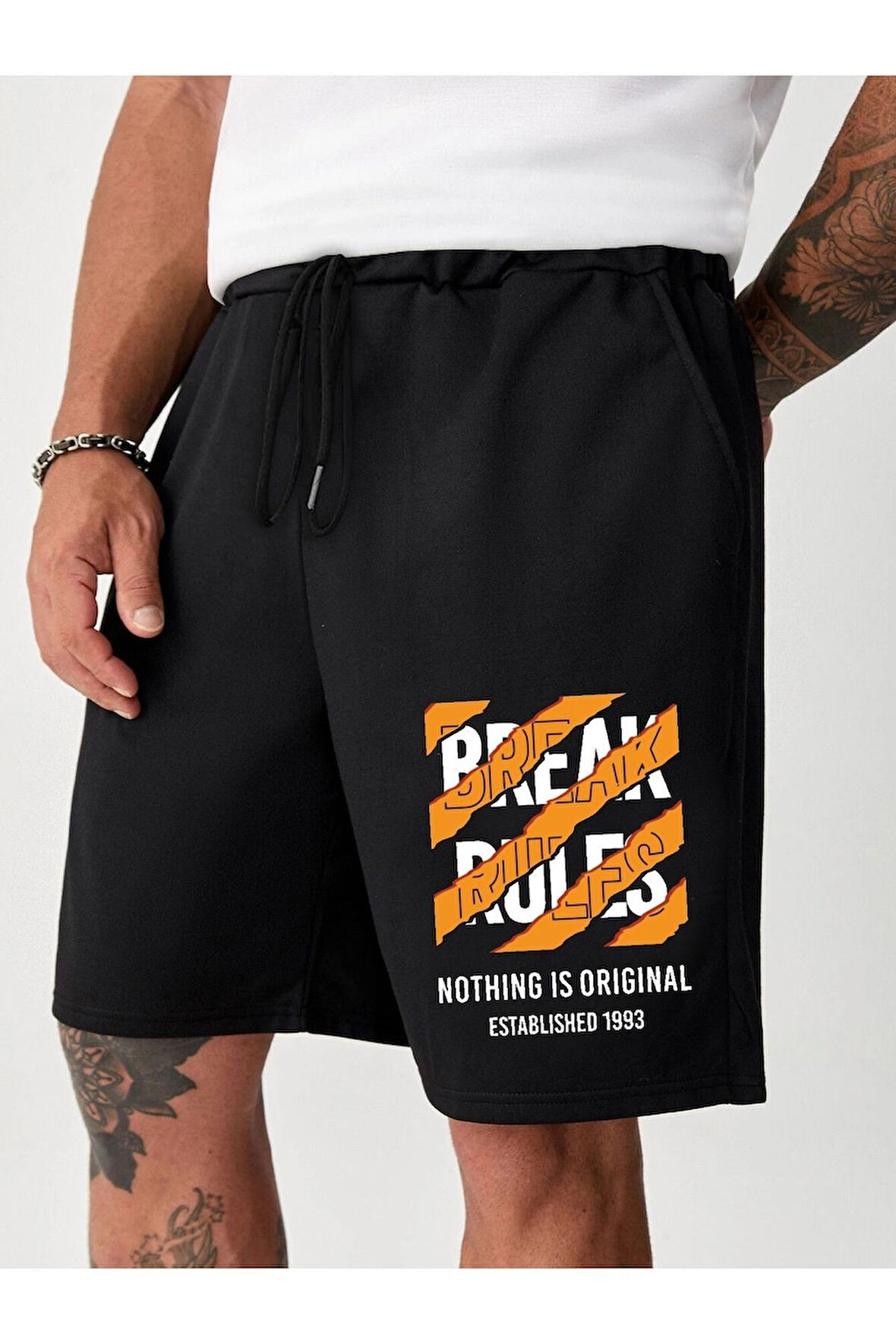 Unisex Break Rules Yazılı Şort