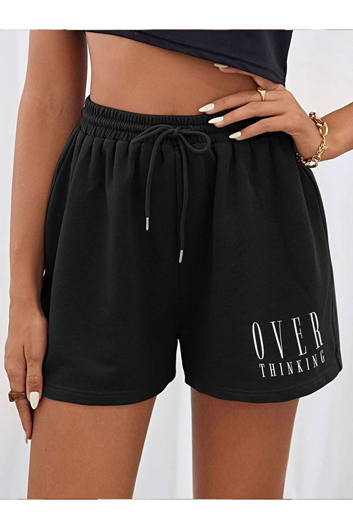 Unisex Over Thinking Yazılı Şort