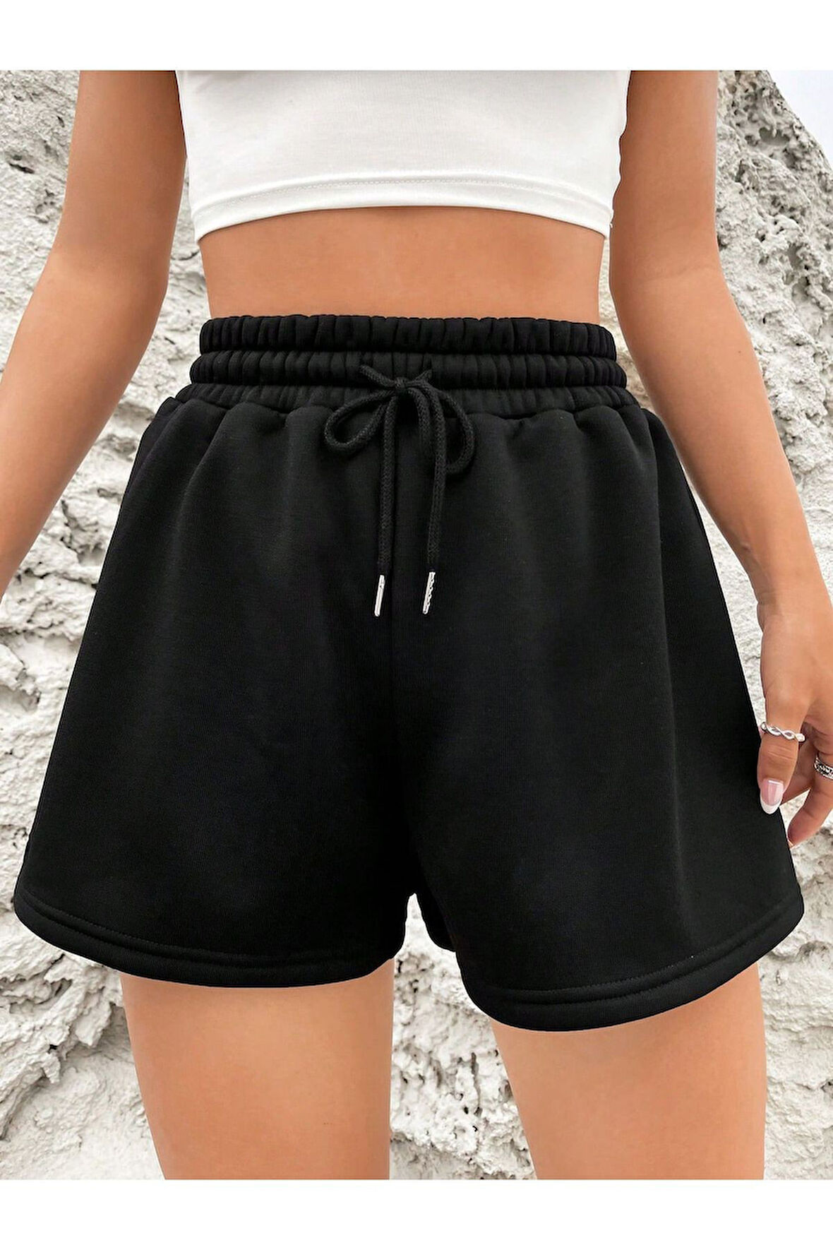 Unisex Siyah Mini Şort