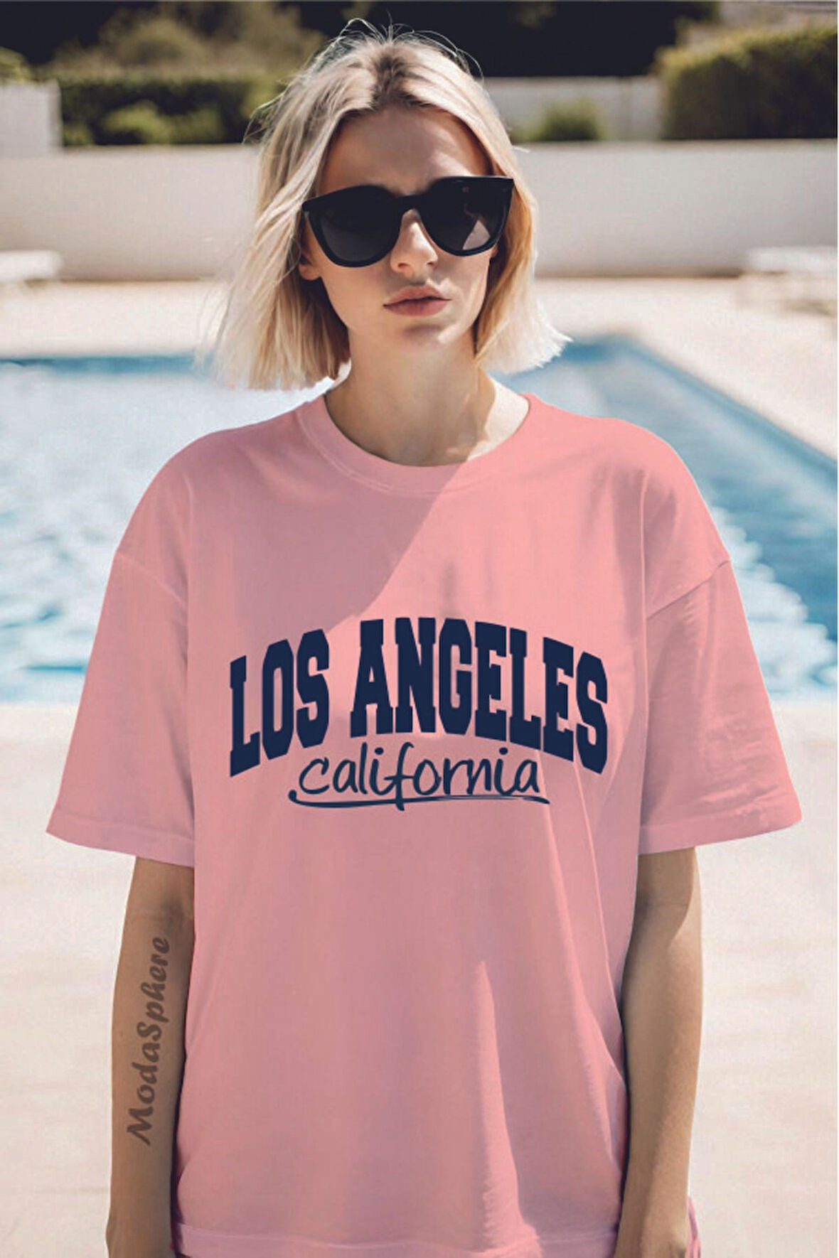 LOS ANGELES Baskılı Unisex Oversize Tişört