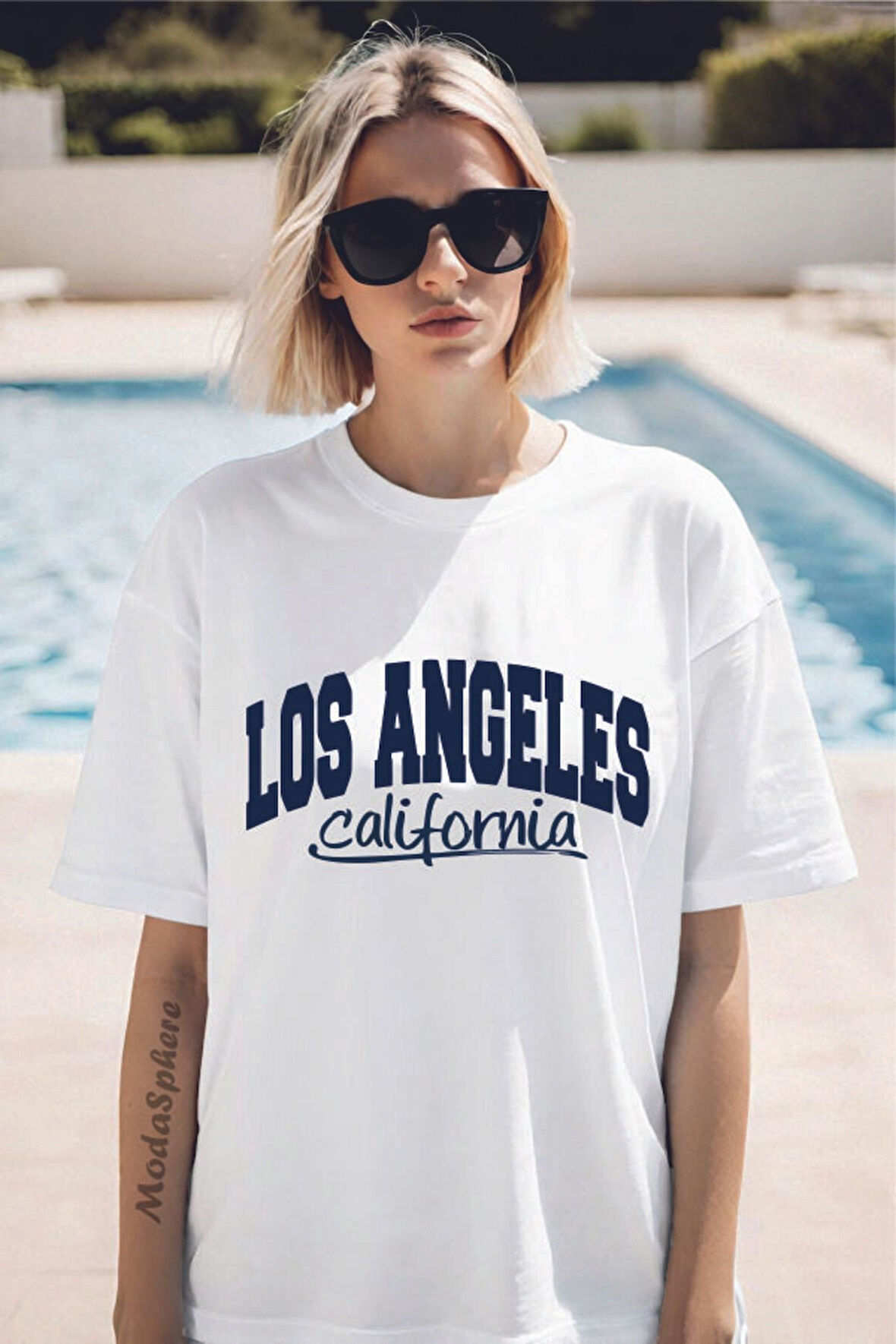 LOS ANGELES Baskılı Unisex Oversize Tişört