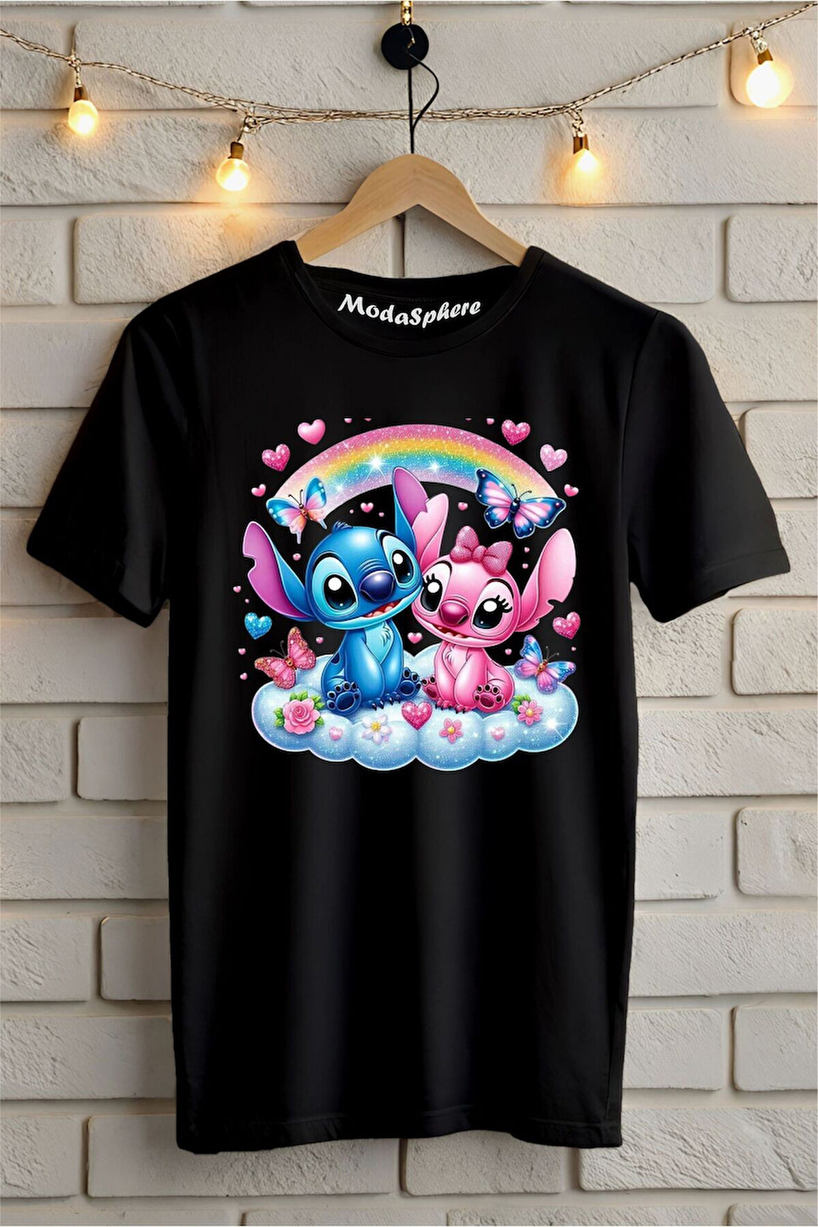 Gökkuşağı Lilo Baskılı Unisex Oversize Tişört