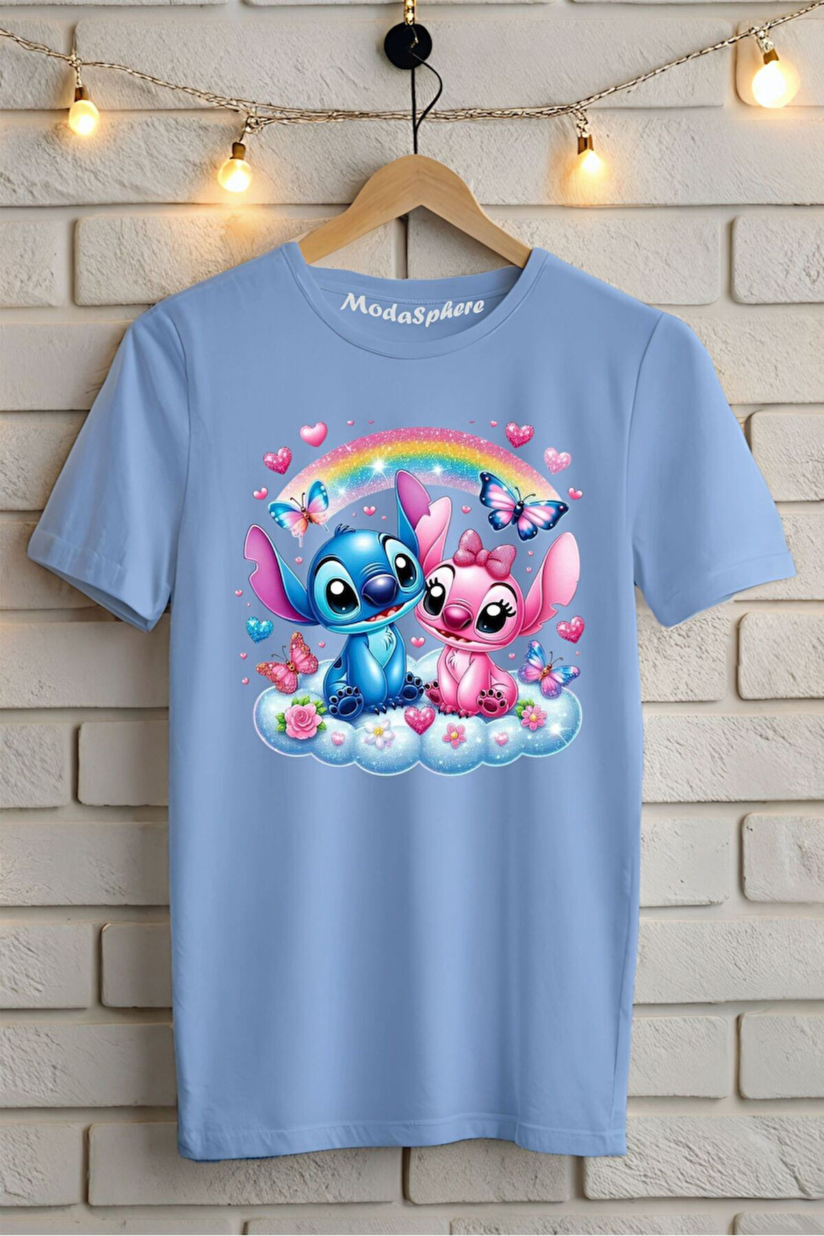 Gökkuşağı Lilo Baskılı Unisex Oversize Tişört