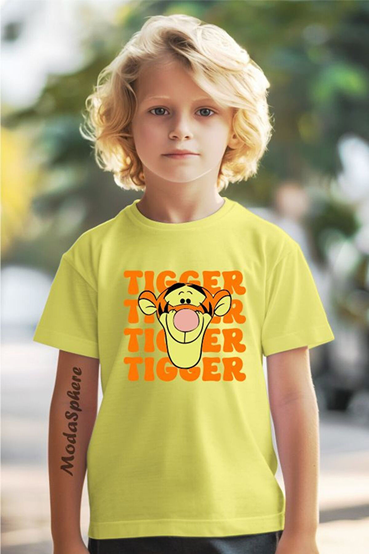 TIGER BASKILI BİSİKLET YAKA KISA KOLLU ÇOCUK TİŞÖRT