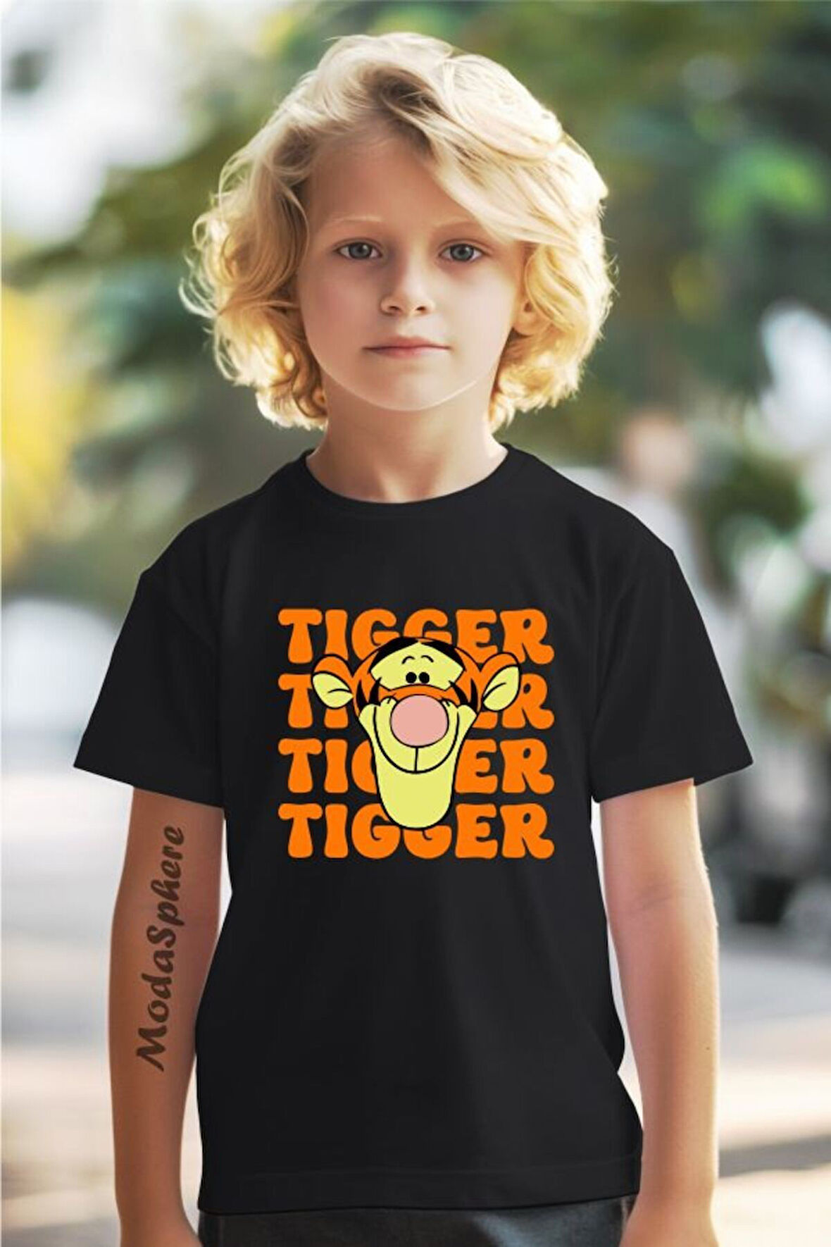 TIGER BASKILI BİSİKLET YAKA KISA KOLLU ÇOCUK TİŞÖRT
