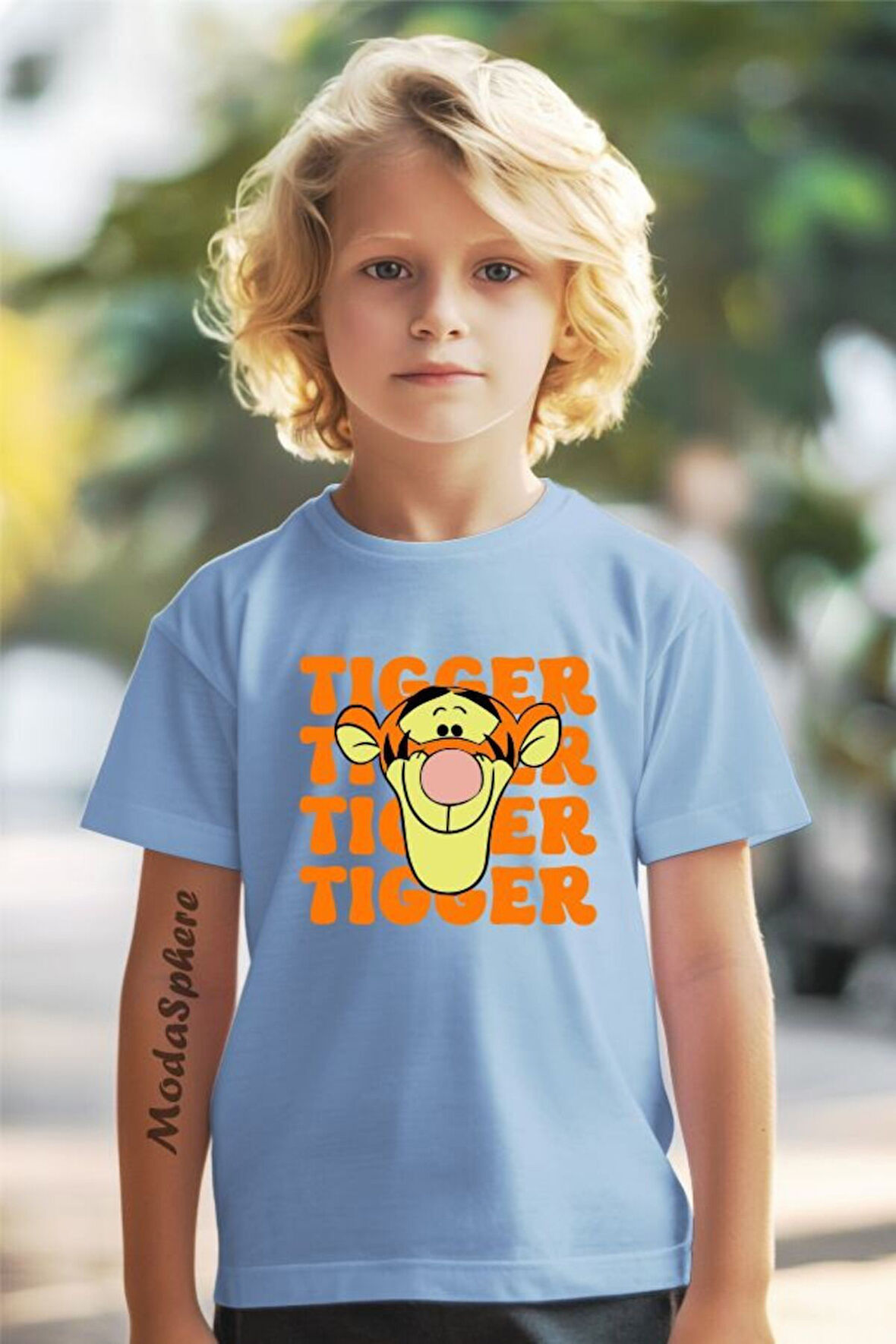 TIGER BASKILI BİSİKLET YAKA KISA KOLLU ÇOCUK TİŞÖRT