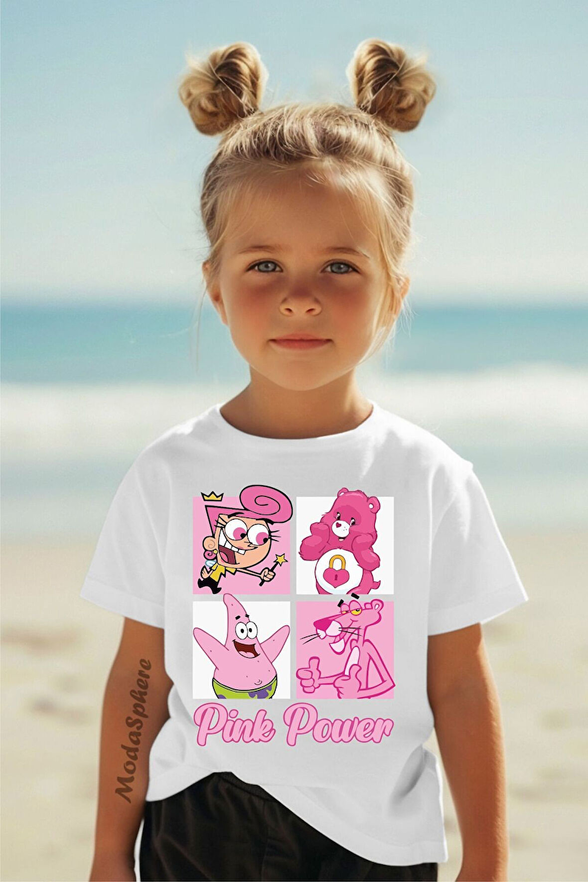 Pink Power Baskılı Kısa Kollu Kız Çocuk Tişört
