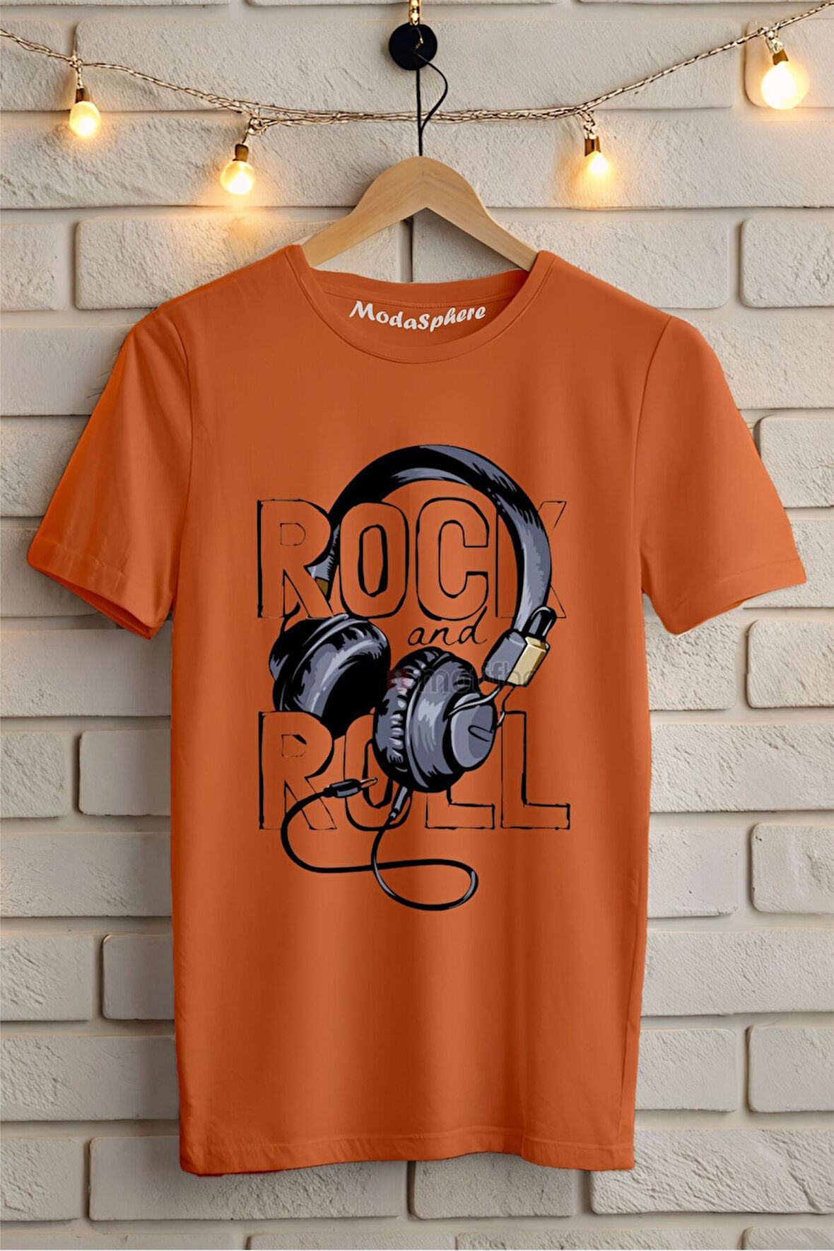 Rock and Roll Baskılı Unisex Tişört