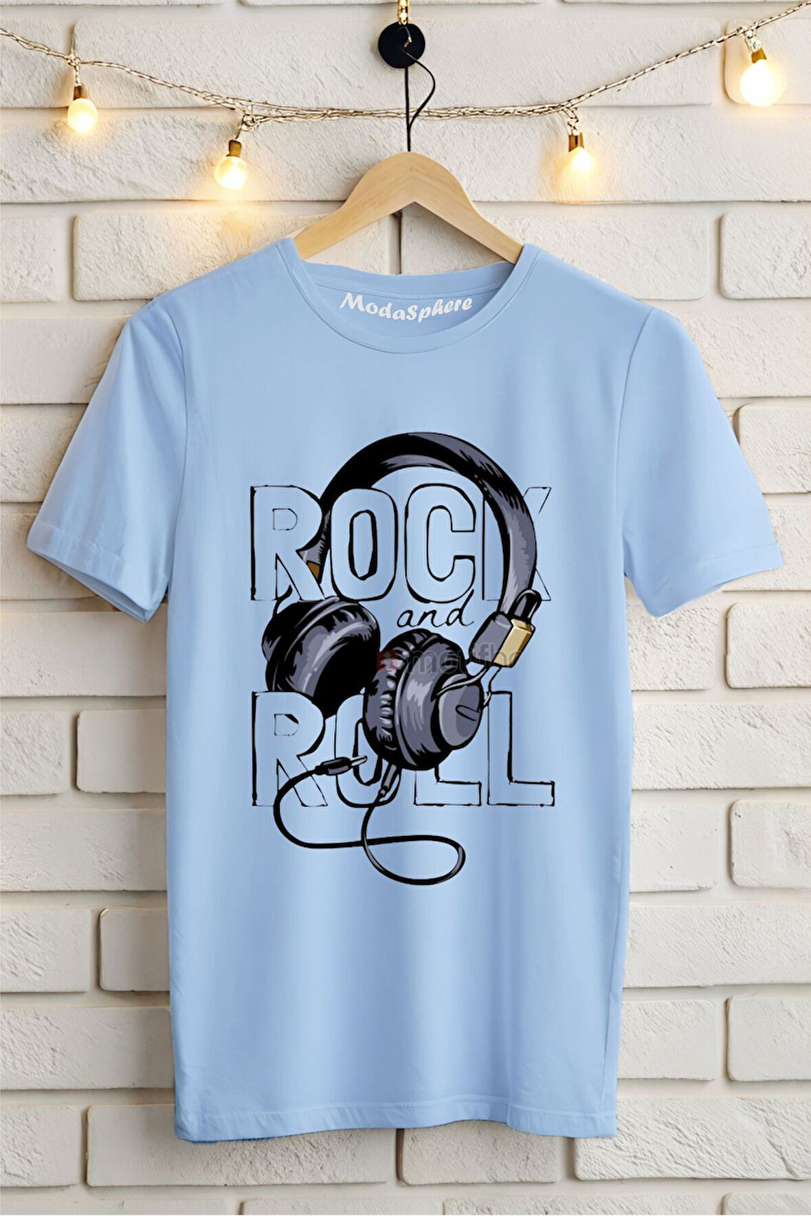 Rock and Roll Baskılı Unisex Tişört