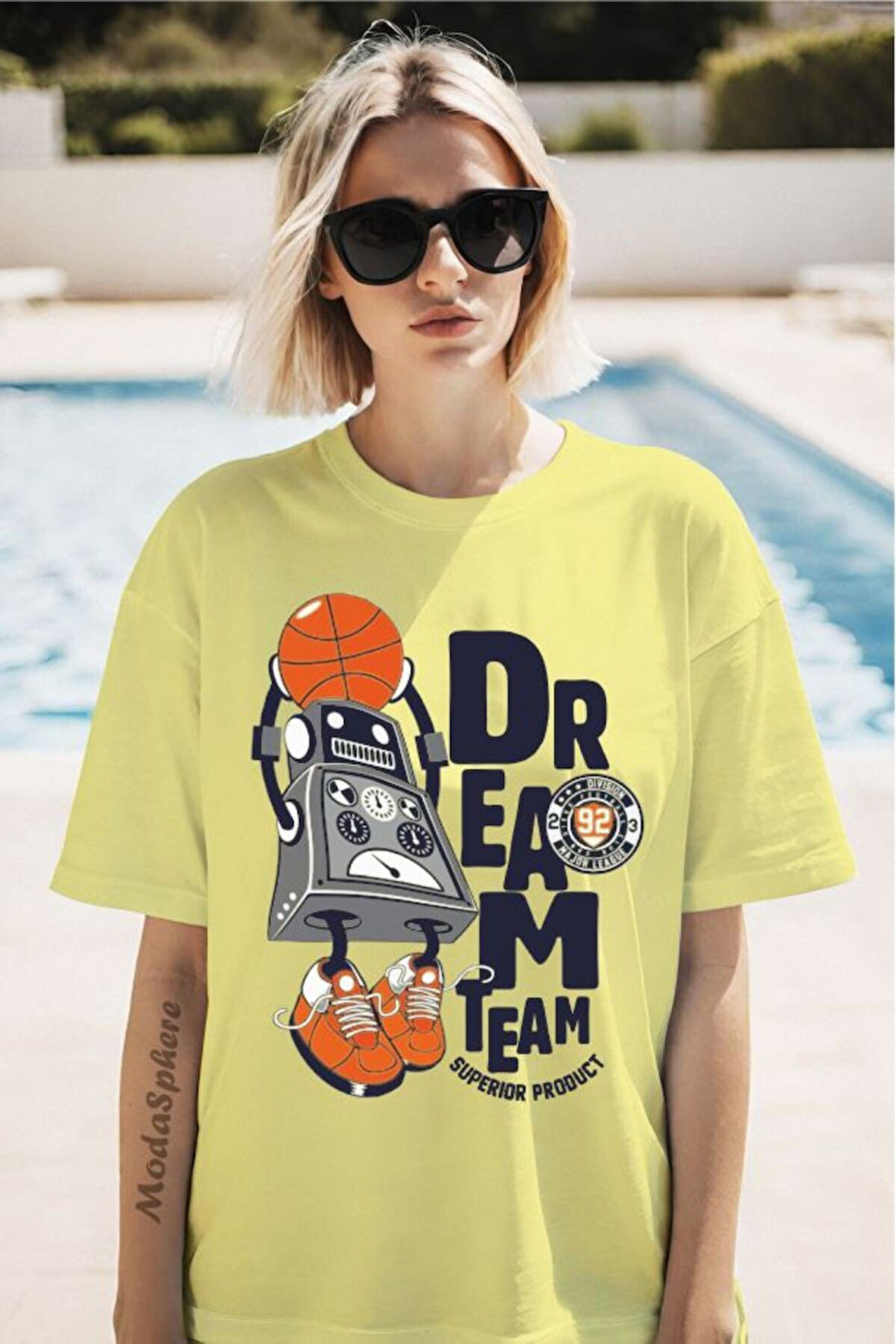 Dream Time Baskılı Kısa Kollu Oversize Tişört